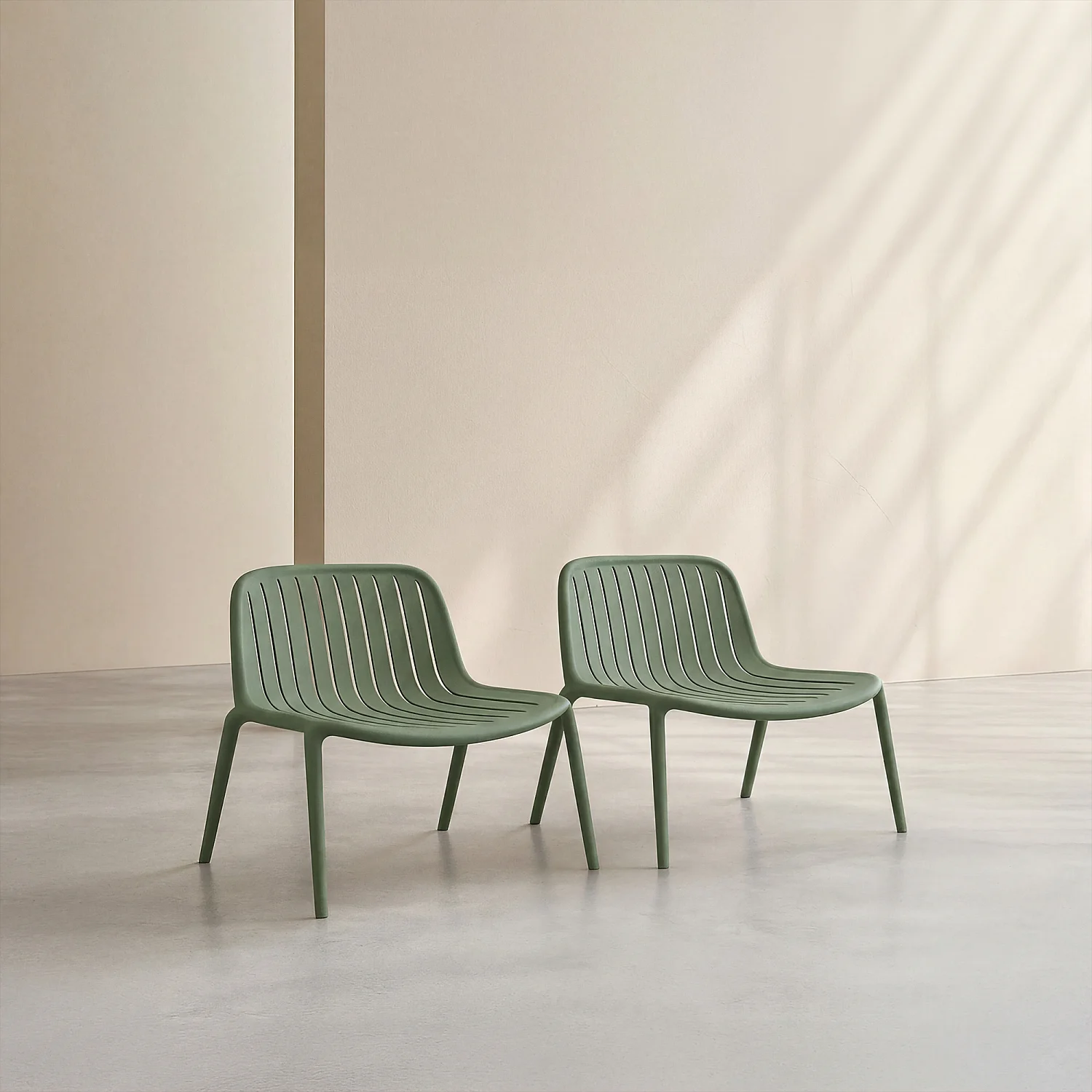 Lot de 2 fauteuils de jardin en polypropylène - Vert olive - 2