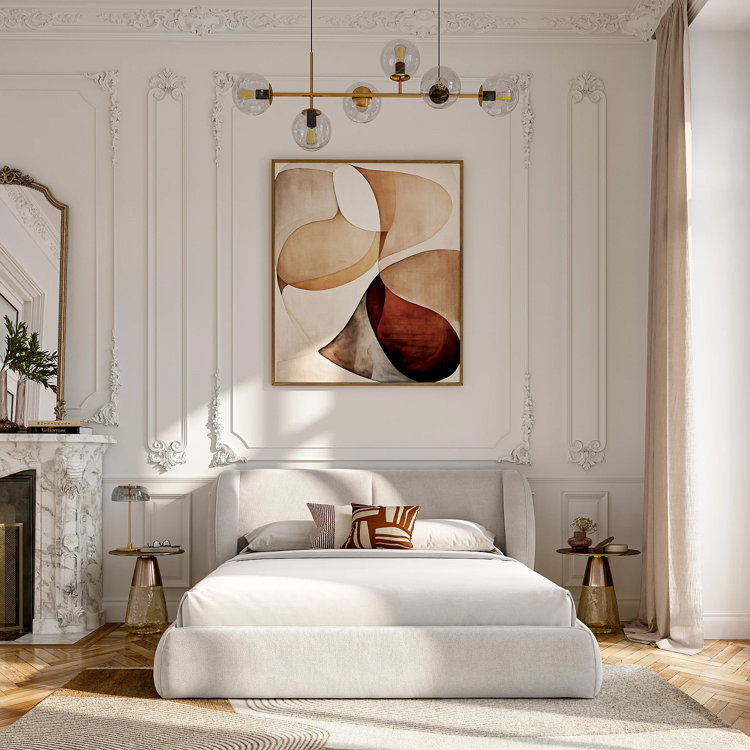 Ensemble lit coffre 180 x 200 cm en tissu bouclette courte et matelas Hybride Excellence - Beige meringue - 2