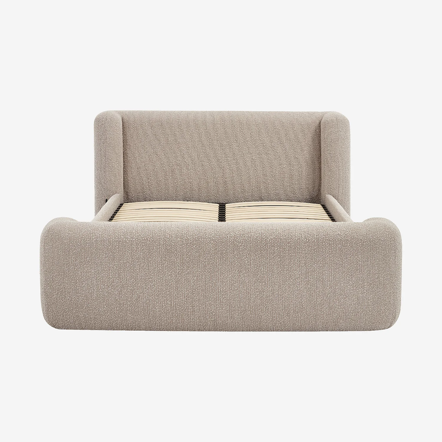 Ensemble lit 160 x 200 cm en tissu bouclette et matelas Hybride Excellence - Grège - 2