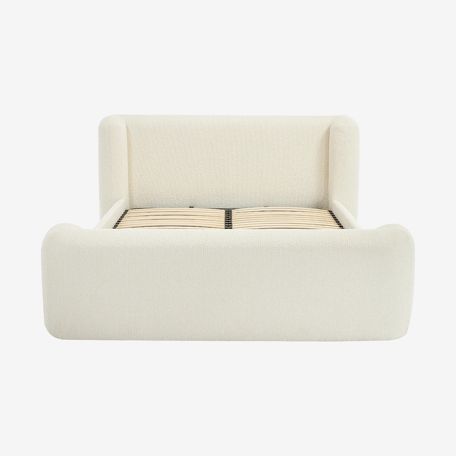 Ensemble lit 180 x 200 cm en tissu bouclette et matelas Hybride Excellence - Écru - 2