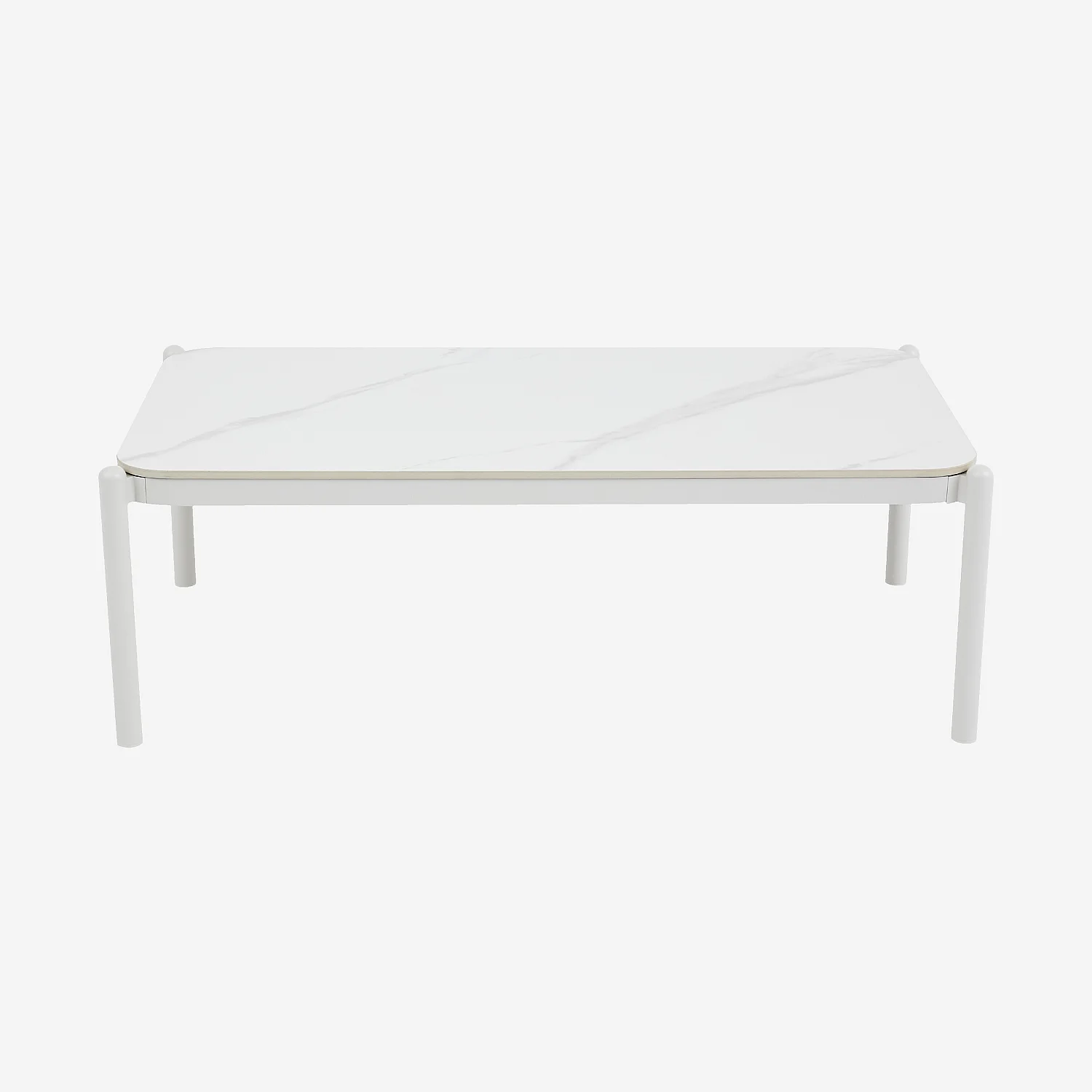 Ensemble de salon de jardin d'angle gauche et table basse rectangulaire - Crème et blanc cassé - 6