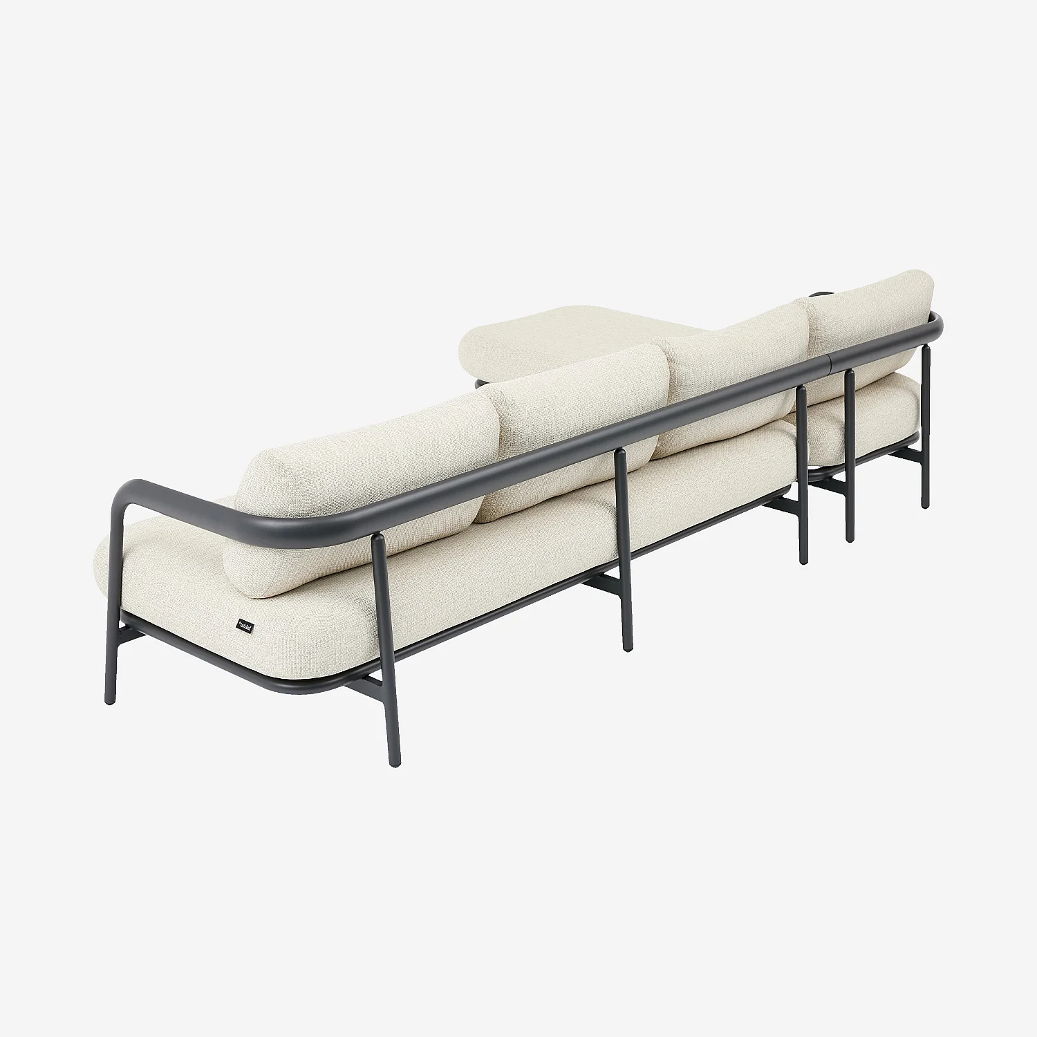 Ensemble de salon de jardin d'angle gauche et table basse rectangulaire - Beige mélangé et gris anthracite - 7