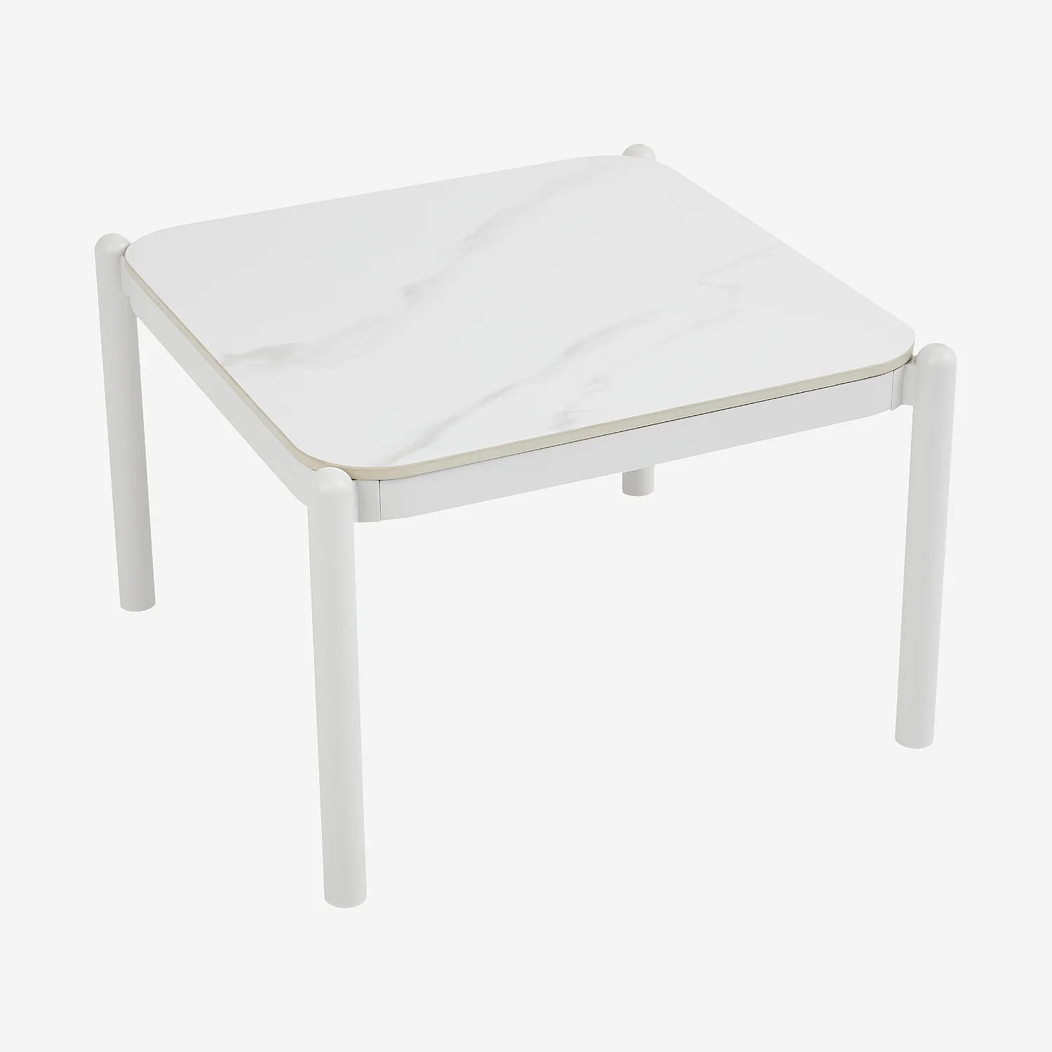 Ensemble de salon de jardin 2 places et table basse carrée - Crème et blanc cassé - 7