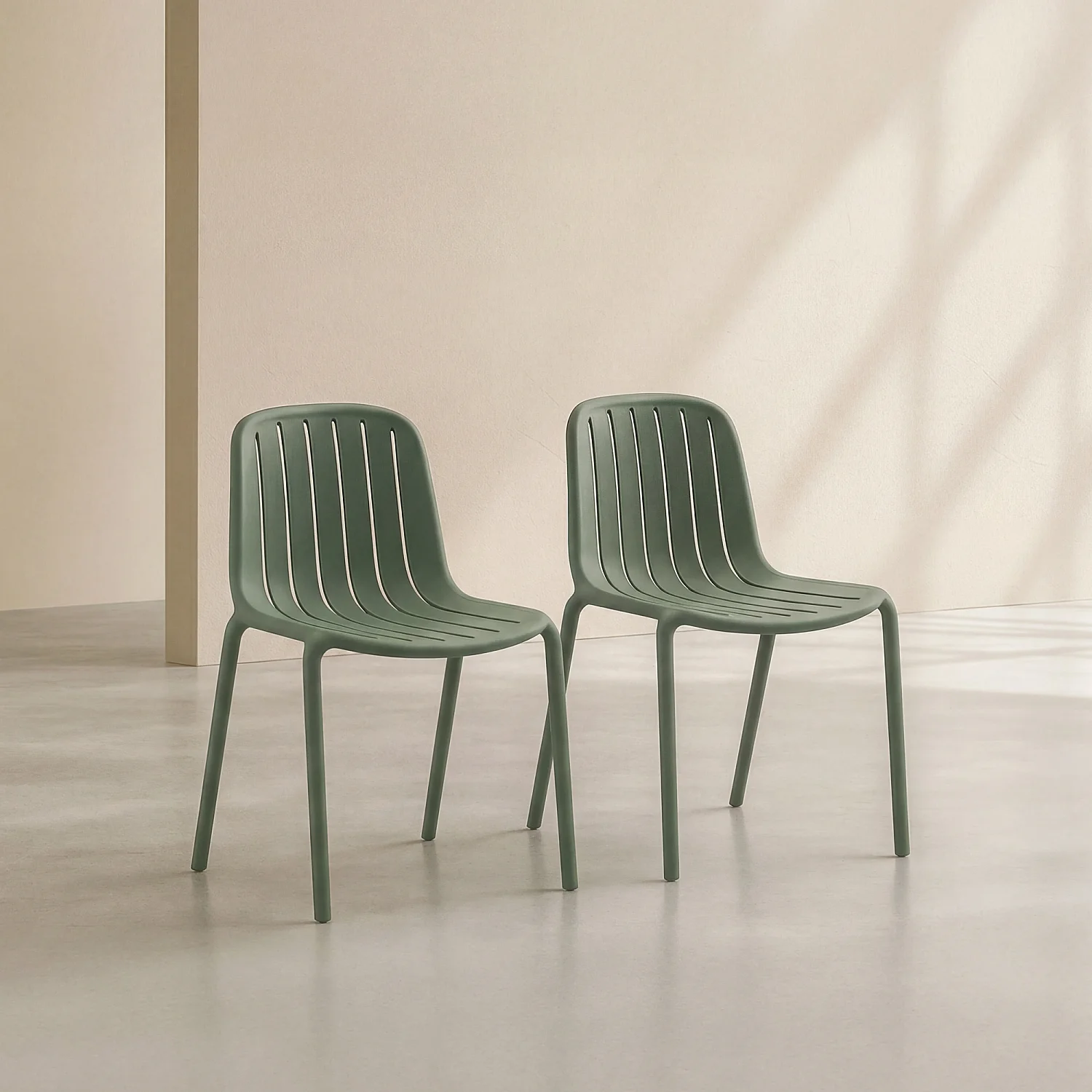 Lot de 2 chaises de jardin en polypropylène - Vert olive - 2