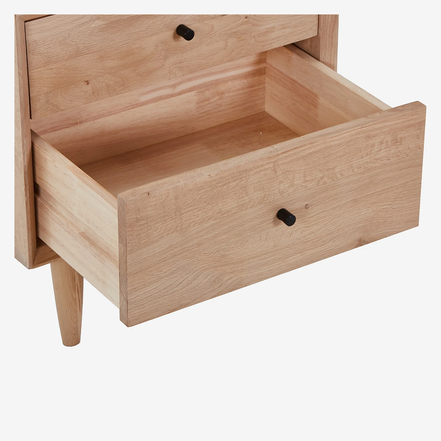 Lot de 2 tables de chevet 2 tiroirs en chêne massif - Naturel - 7