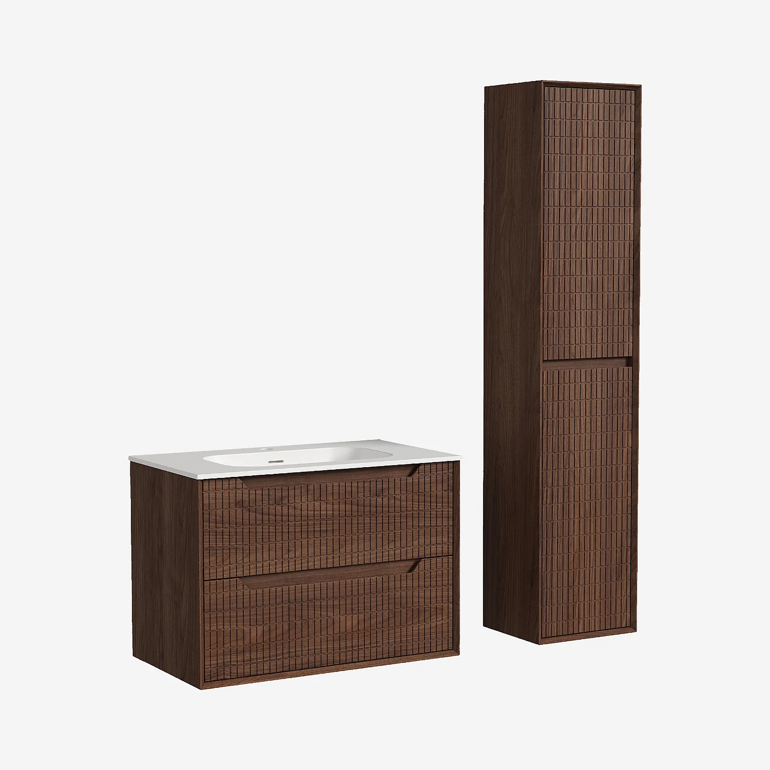 Badmöbel-Set 80 cm mit Badschrank - Dunkelnatur - 3