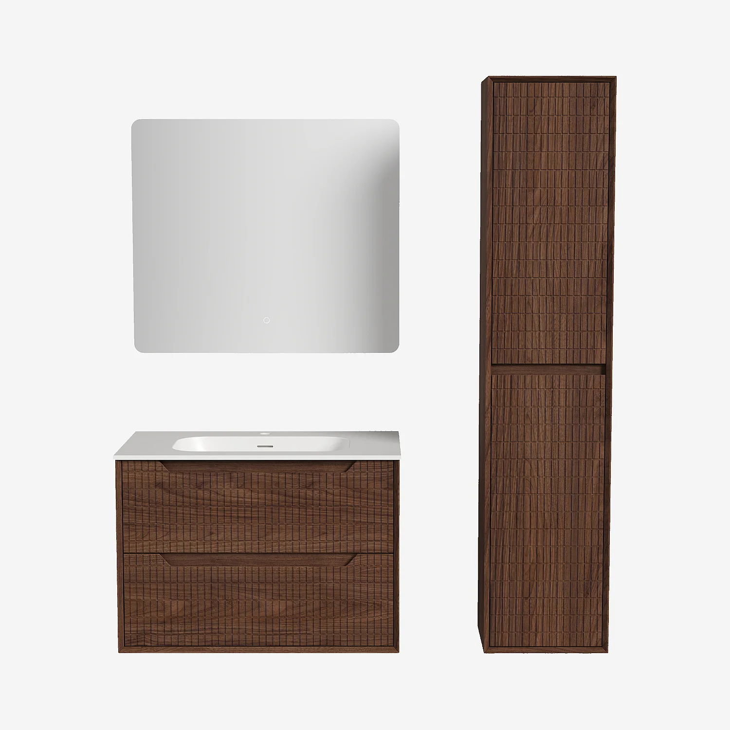 Badmöbel-Set 80 cm mit Badschrank und Spiegel Noam 80 cm - Dunkelnatur - 2