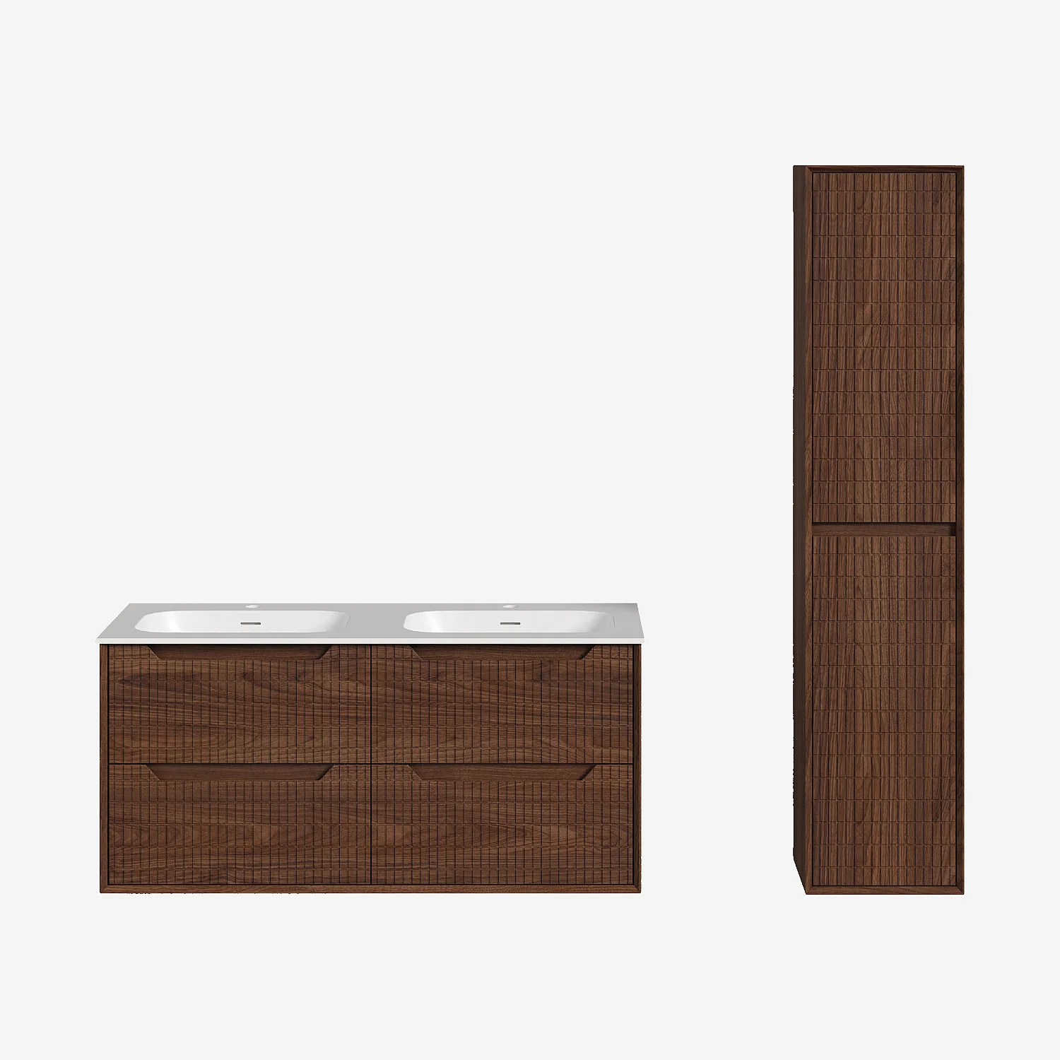 Badmöbel-Set 120 cm mit Badschrank - Dunkelnatur - 2