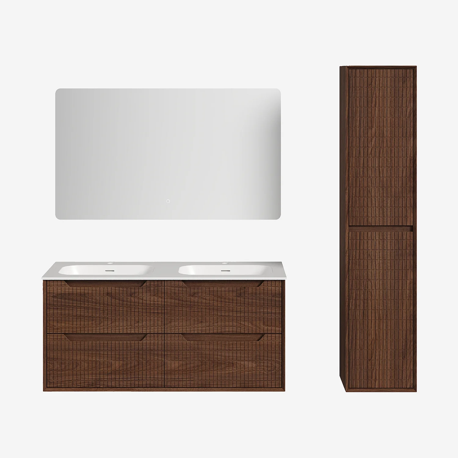 Badmöbel-Set 120 cm mit Badschrank und Spiegel Noam 120 cm - Dunkelnatur - 2