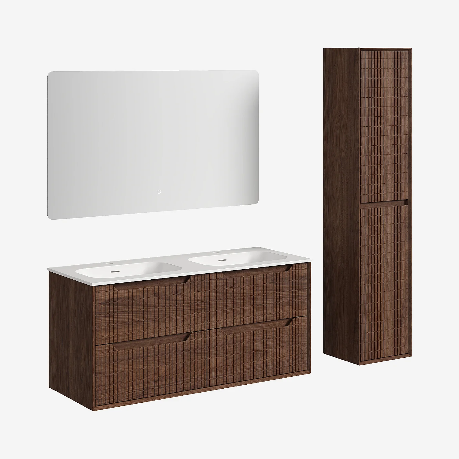 Badmöbel-Set 120 cm mit Badschrank und Spiegel Noam 120 cm - Dunkelnatur - 3