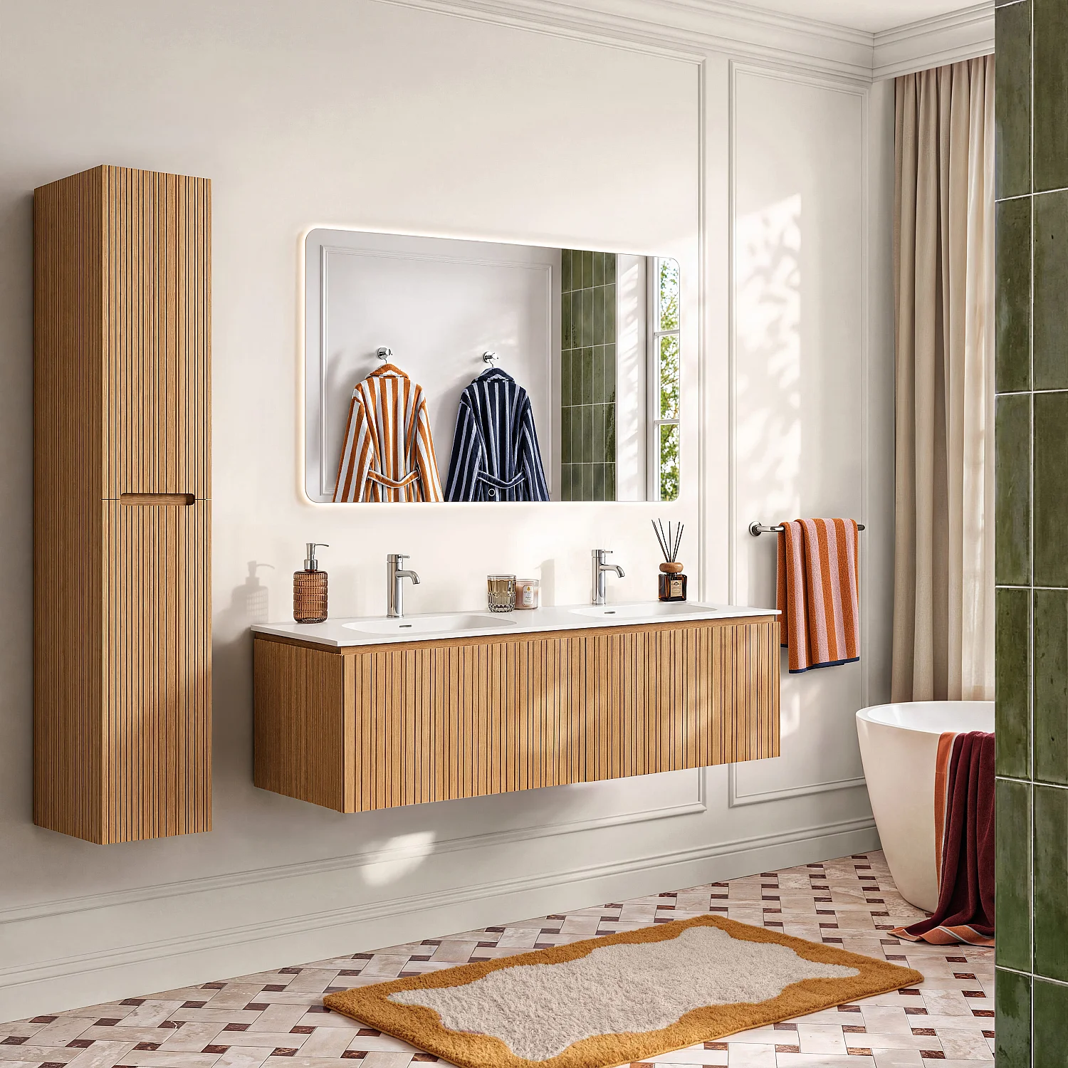 Badmöbel-Set 140 cm mit Badschrank und Spiegel Noam 120 cm - Natur - 2