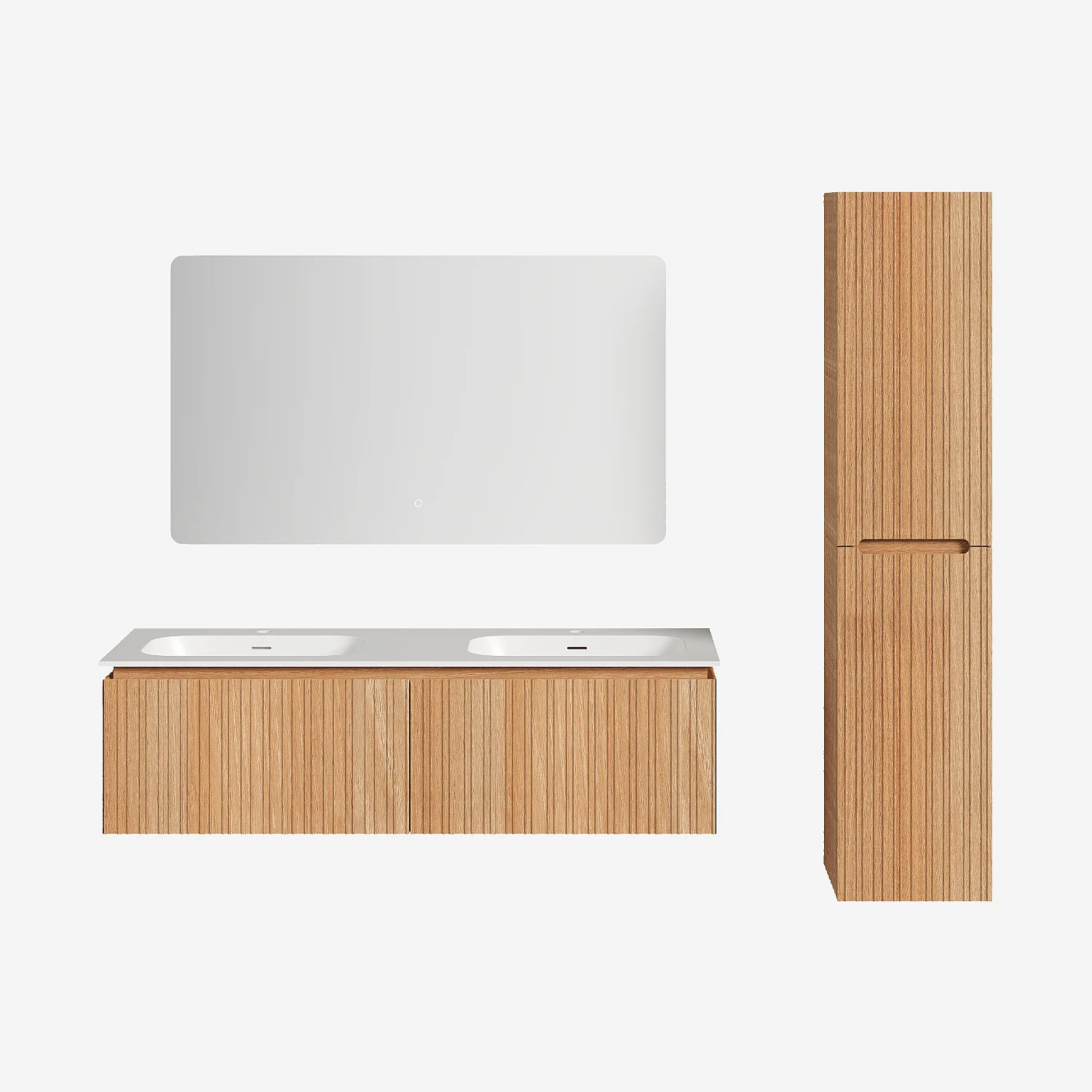 Badmöbel-Set 140 cm mit Badschrank und Spiegel Noam 120 cm - Natur - 2