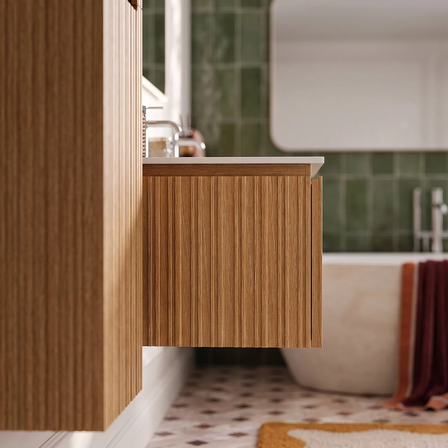 Badmöbel-Set 160 cm mit Badschrank - Natur - 7
