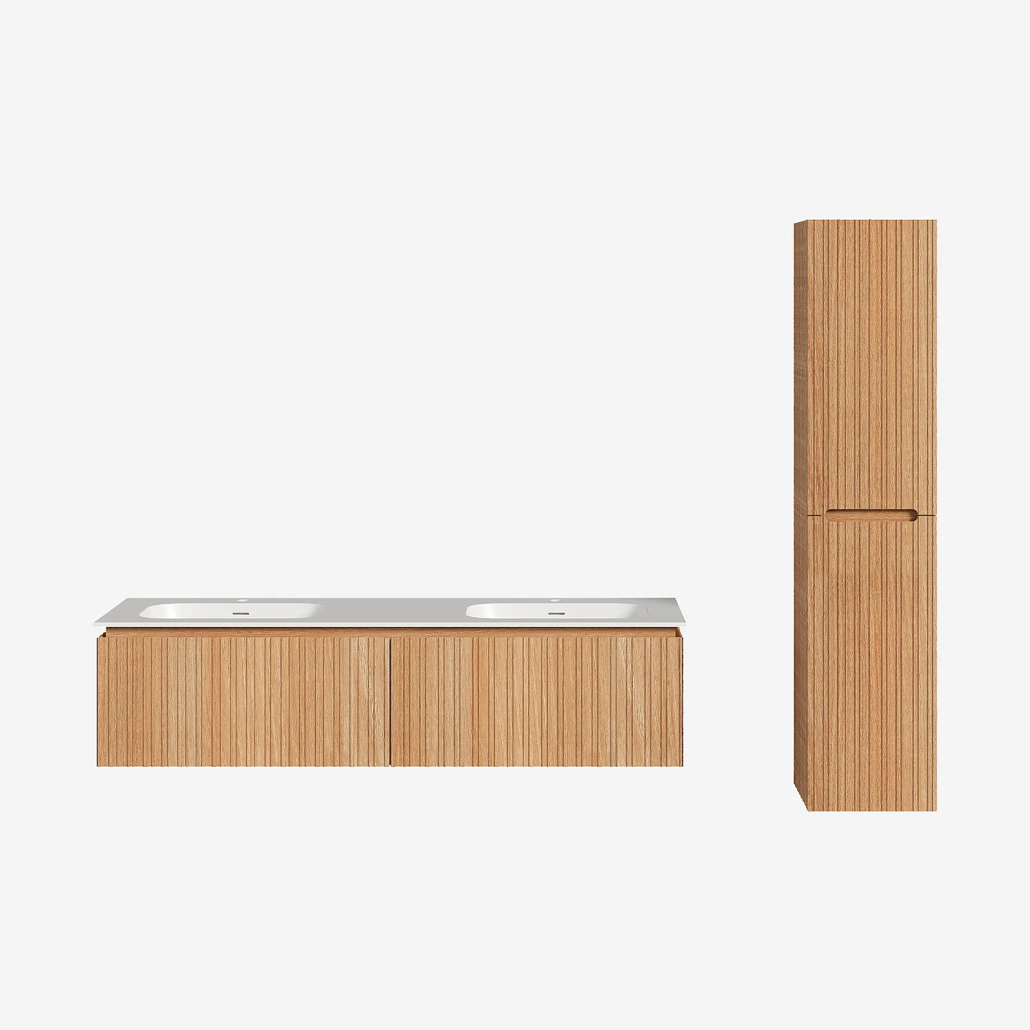 Badmöbel-Set 160 cm mit Badschrank - Natur - 2