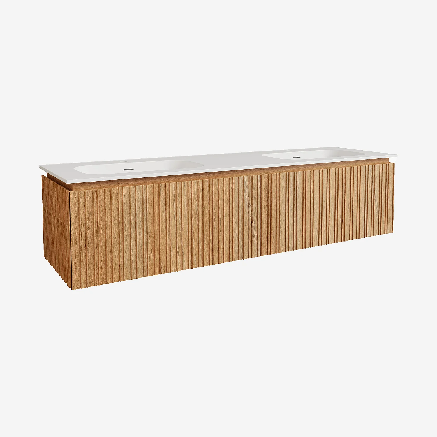 Badmöbel-Set 160 cm mit Badschrank und Spiegel Noam 150 cm - Natur - 9