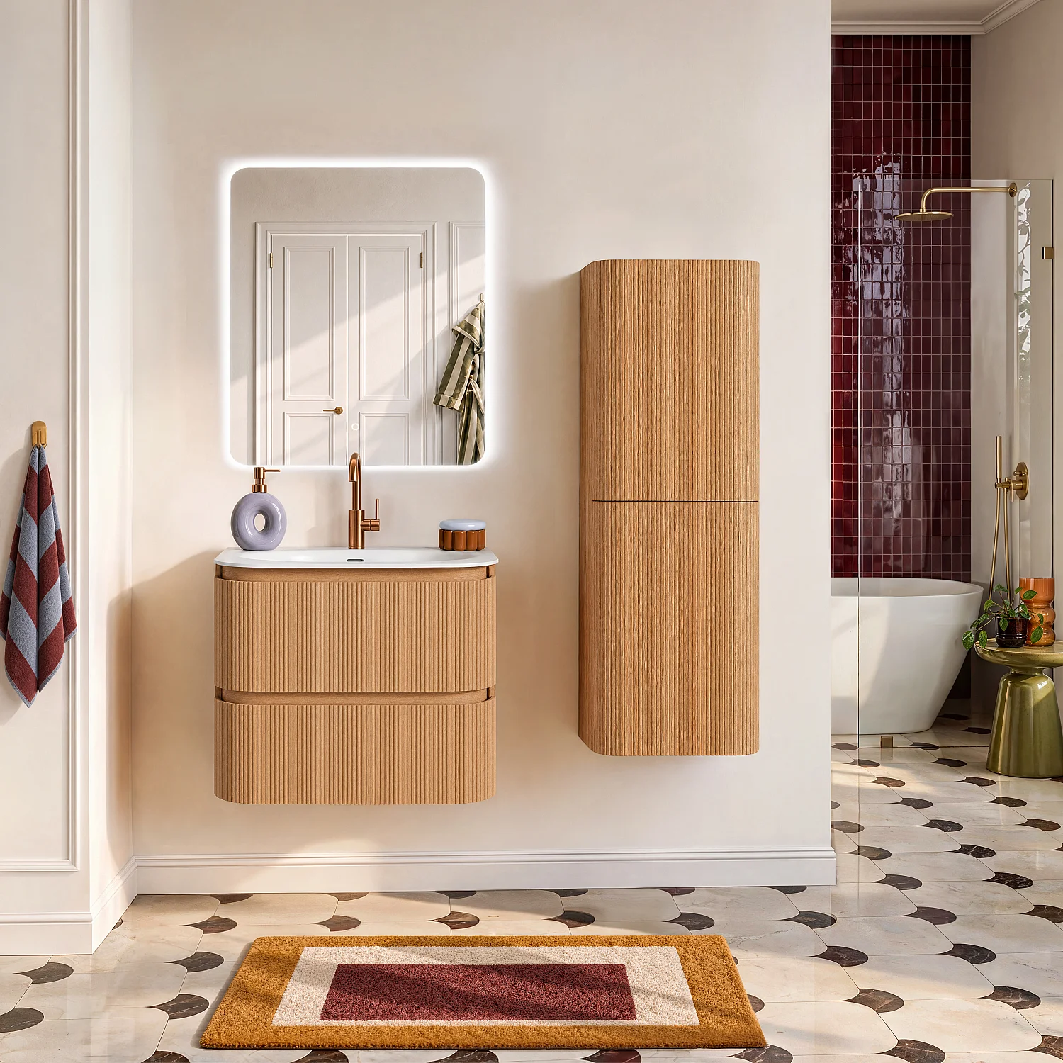Badmöbel-Set 60 cm mit Badschrank und Spiegel Noam 60 cm - Natur - 2