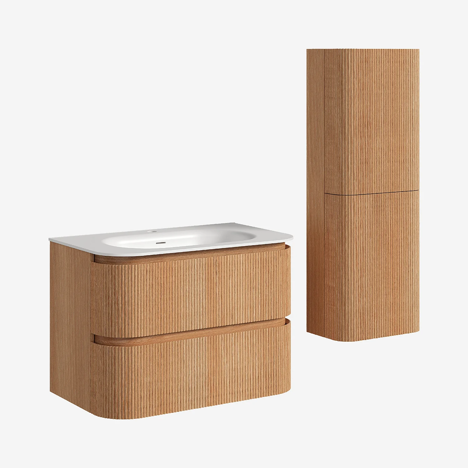 Badmöbel-Set 80 cm mit Badschrank - Natur - 2