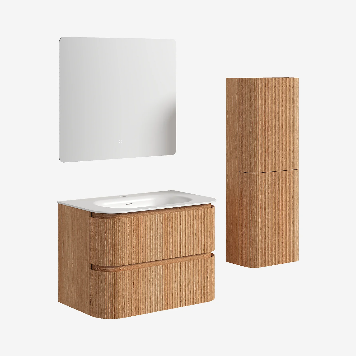 Badmöbel-Set 80 cm mit Badschrank und Spiegel Noam 80 cm - Natur - 2