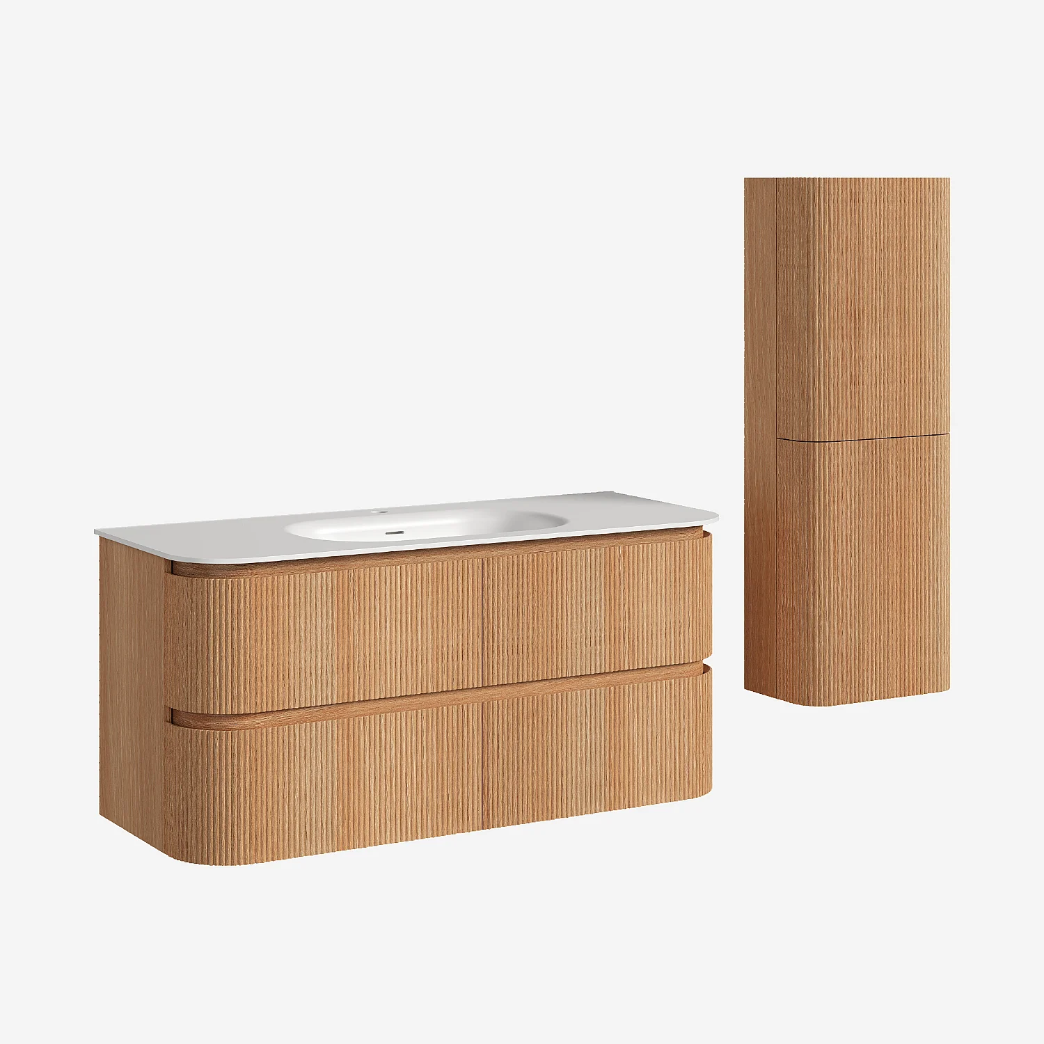 Badmöbel-Set 120 cm mit Badschrank - Natur - 2