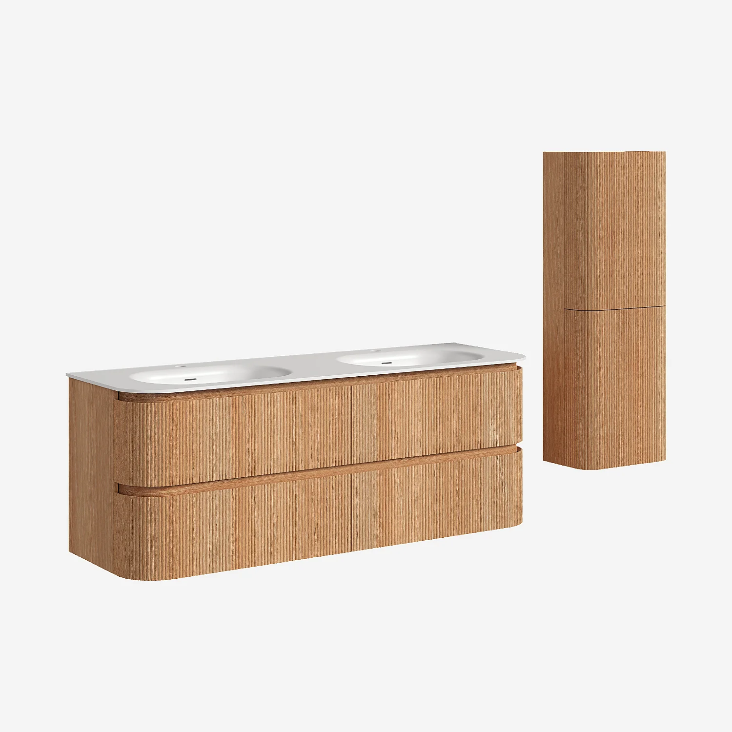 Badmöbel-Set 150 cm mit Badschrank - Natur - 2