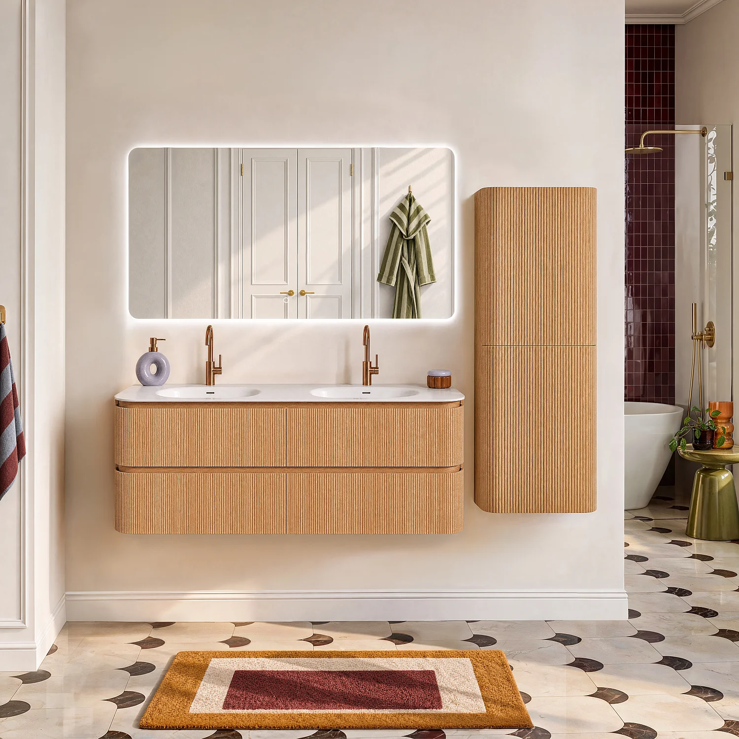 Badmöbel-Set 150 cm mit Badschrank und Spiegel Noam 150 cm - Natur - 2