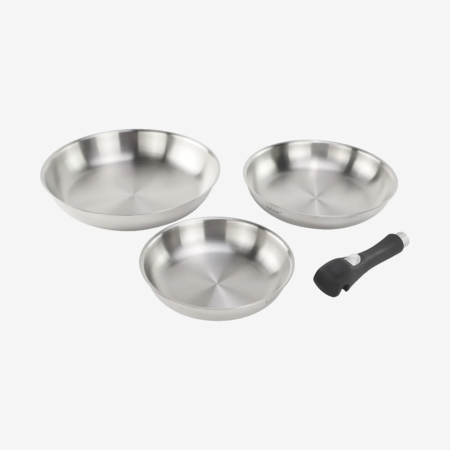 Conjunto de 3 frigideiras amovíveis em aço inoxidável todos os fogos - 20/24/28 cm - Prateado - 6