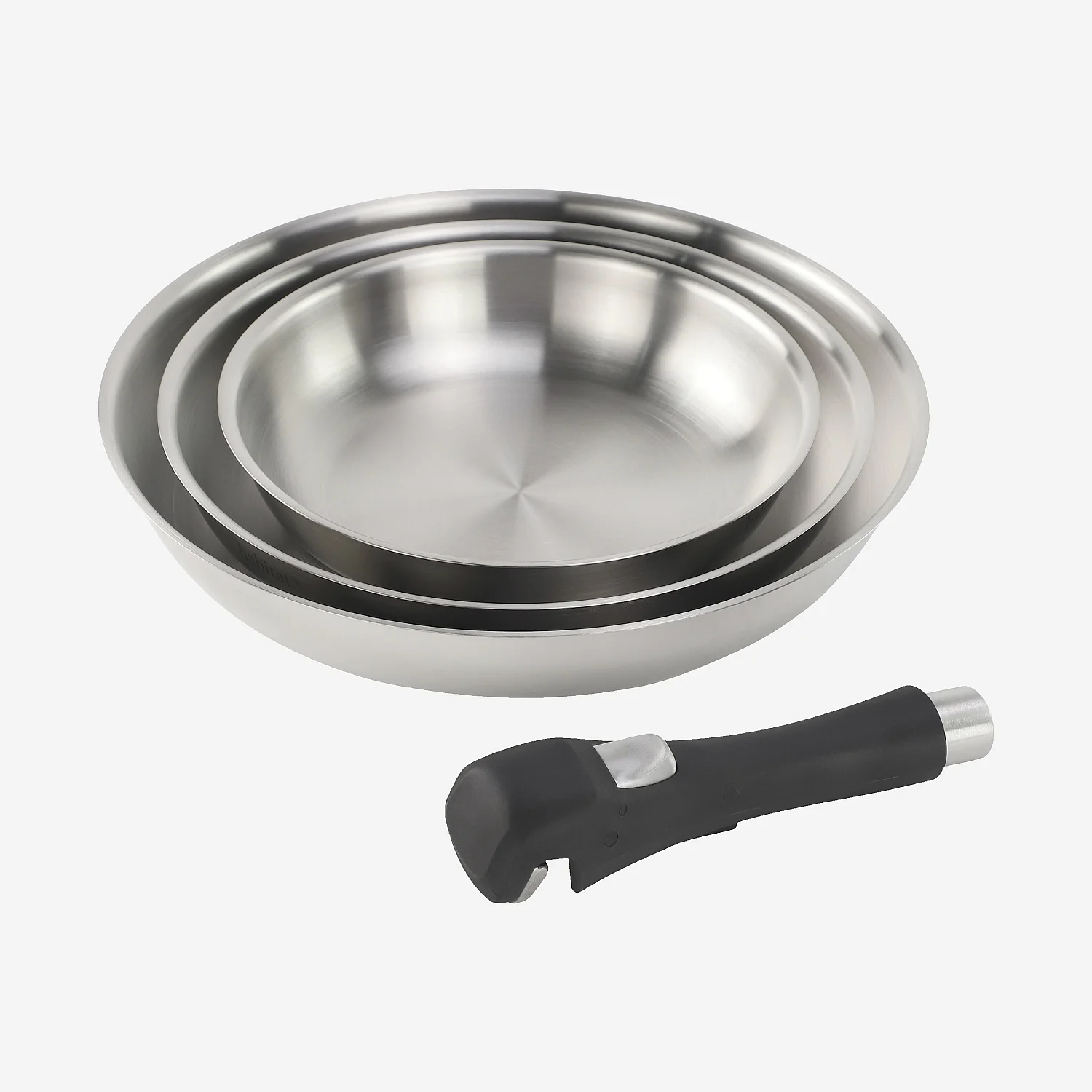 Conjunto de 3 frigideiras amovíveis em aço inoxidável todos os fogos - 20/24/28 cm - Prateado - 2