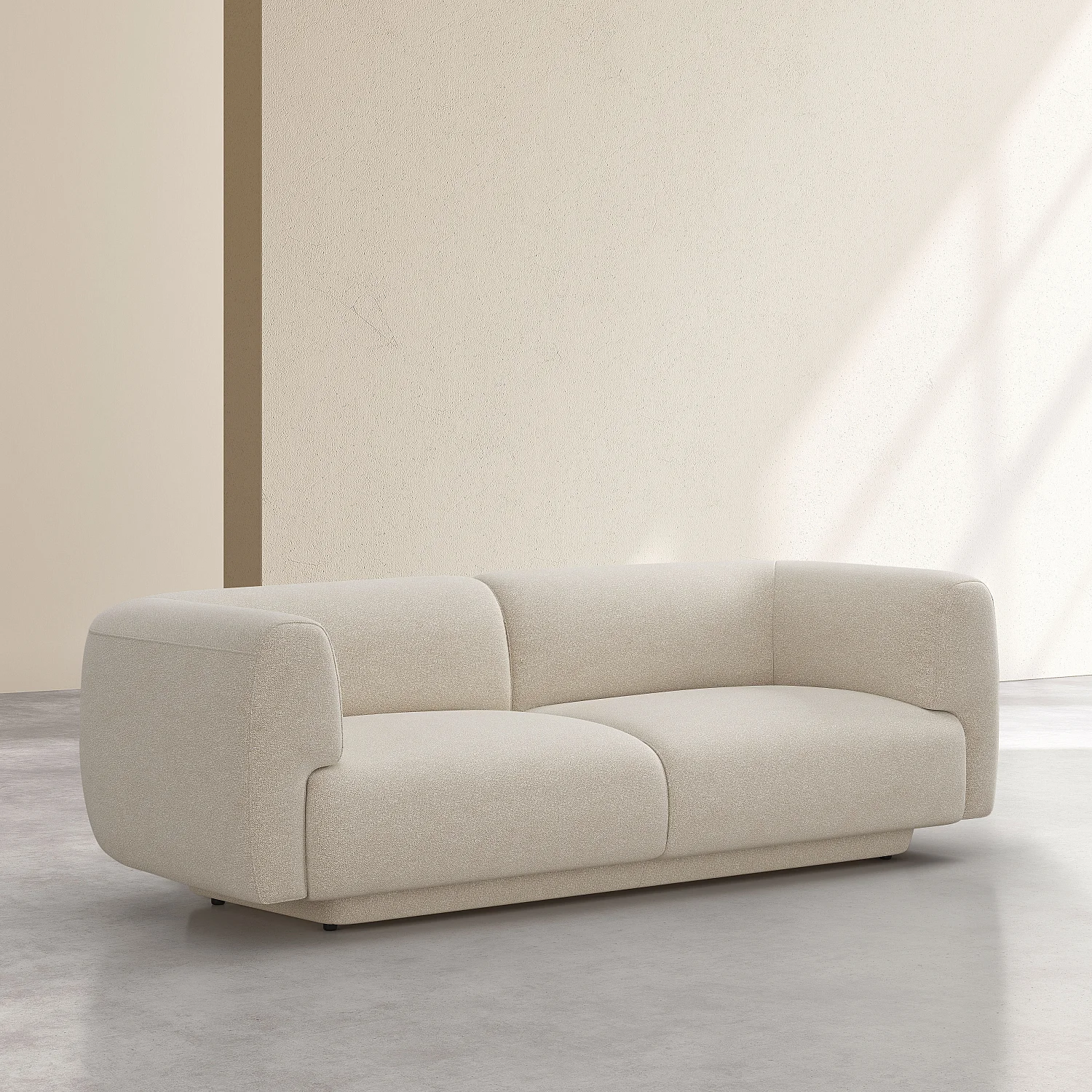 Canapé 3 places avec repose-pieds en tissu texturé - Beige vanille - Design by Federica Francini - 5