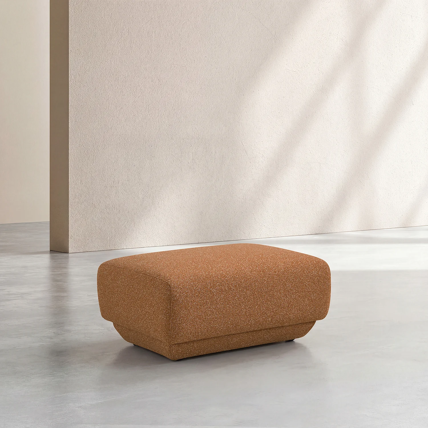 Canapé 2 places avec repose-pieds en tissu texturé - Terracotta - 2