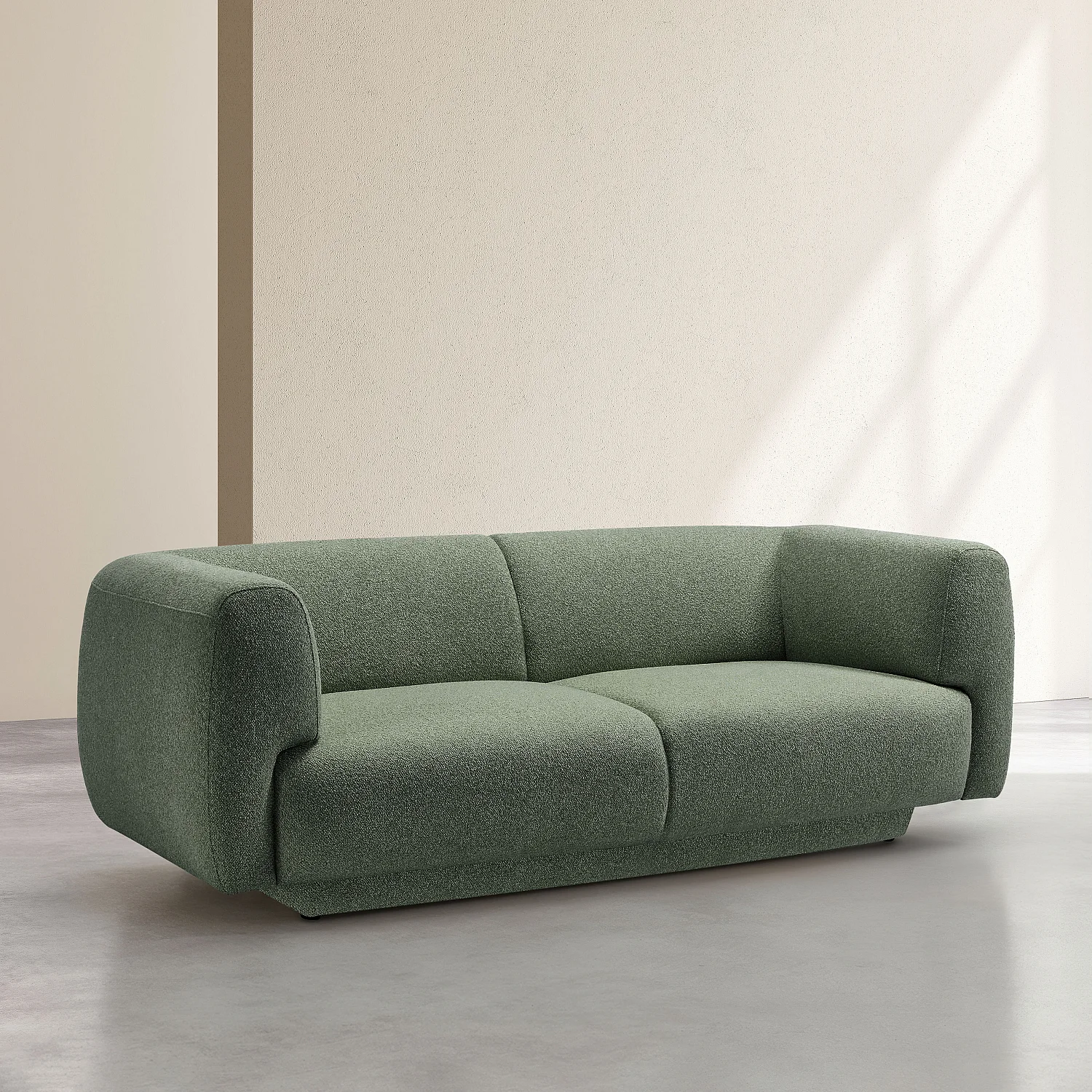 Canapé 2 places avec repose-pieds en tissu texturé - Vert sapin - 7