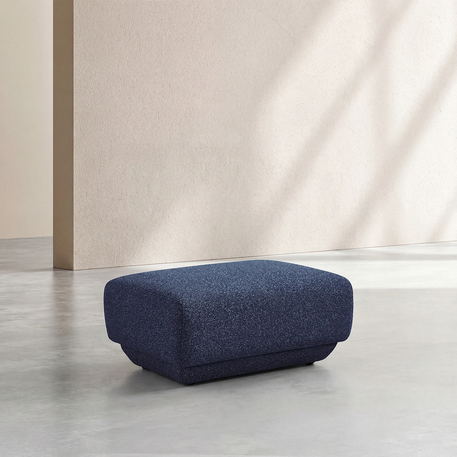 Canapé 2 places avec repose-pieds en tissu texturé - Bleu marine - 2