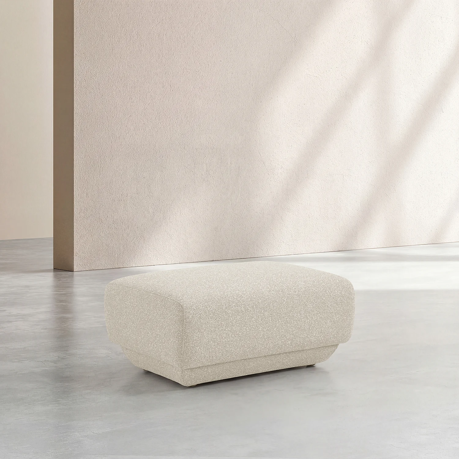 Canapé 2 places avec repose-pieds en tissu texturé - Beige vanille - 2