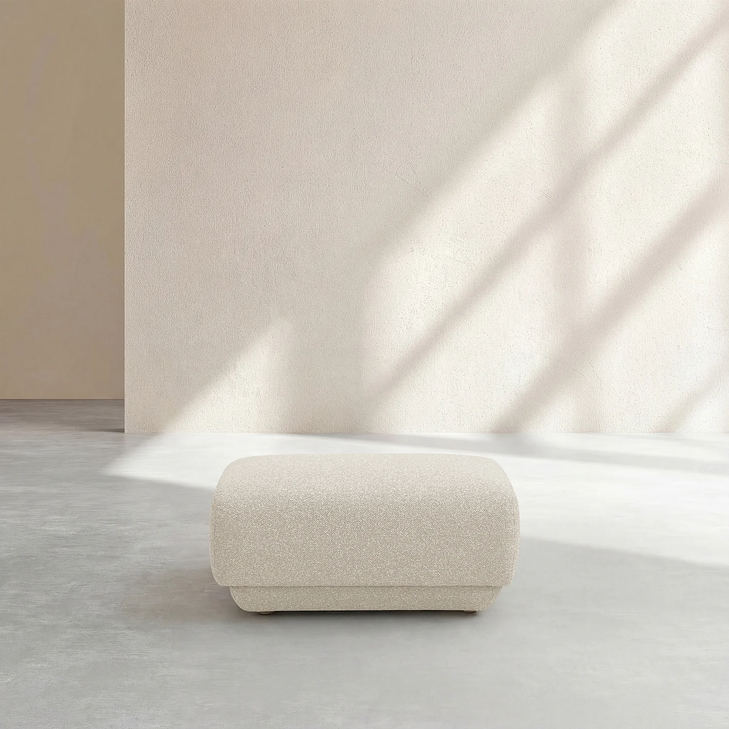 Canapé 2 places avec repose-pieds en tissu texturé - Beige vanille - 8