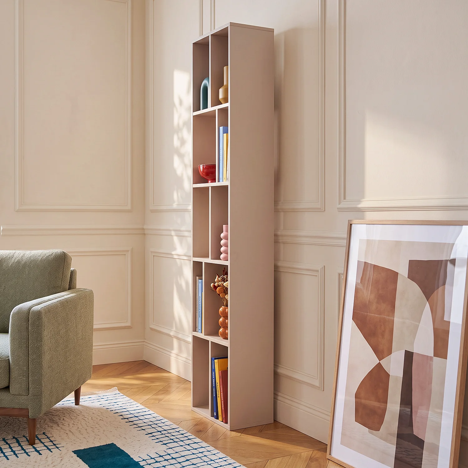 Bücherregal aus Holz 38 x 195 cm - Greige - Design by Hélèna Pille - 4