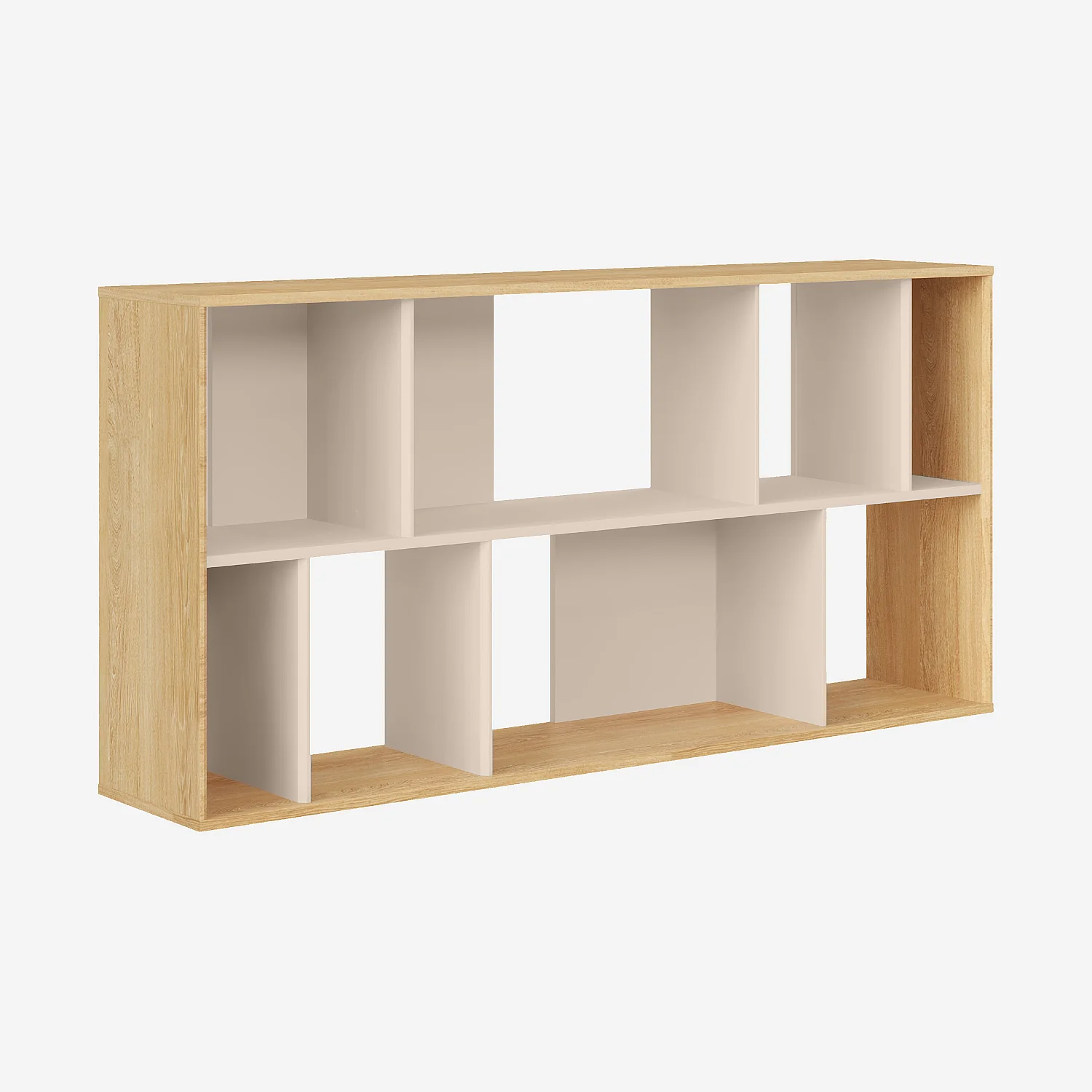 Bibliothèque en bois 160 x 79 cm - Grège et naturel - Design by Hélèna Pille - 4