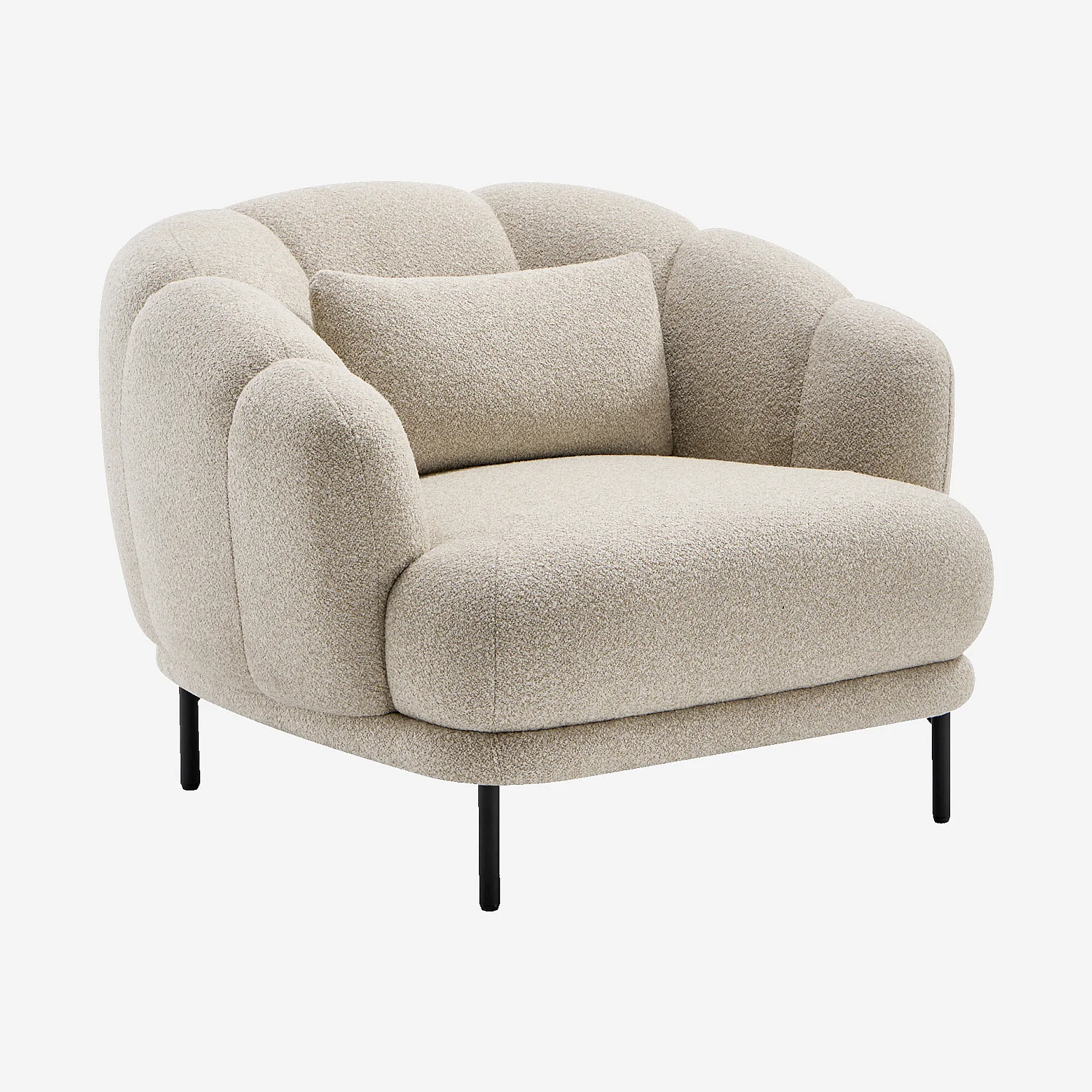 Fauteuil en tissu bouclette et métal noir - Crème - Design by Federica Francini - 3