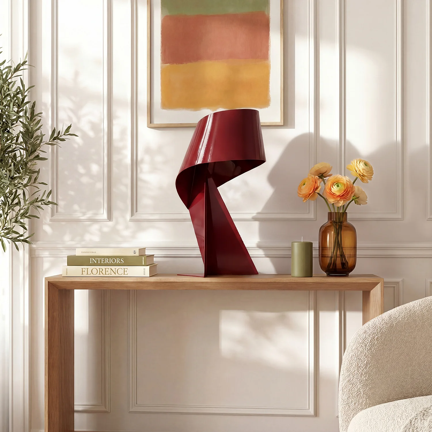 Édition limitée - Lampe de table en métal - 50 cm - Bordeaux laqué - Design by Claire Norcross - 1