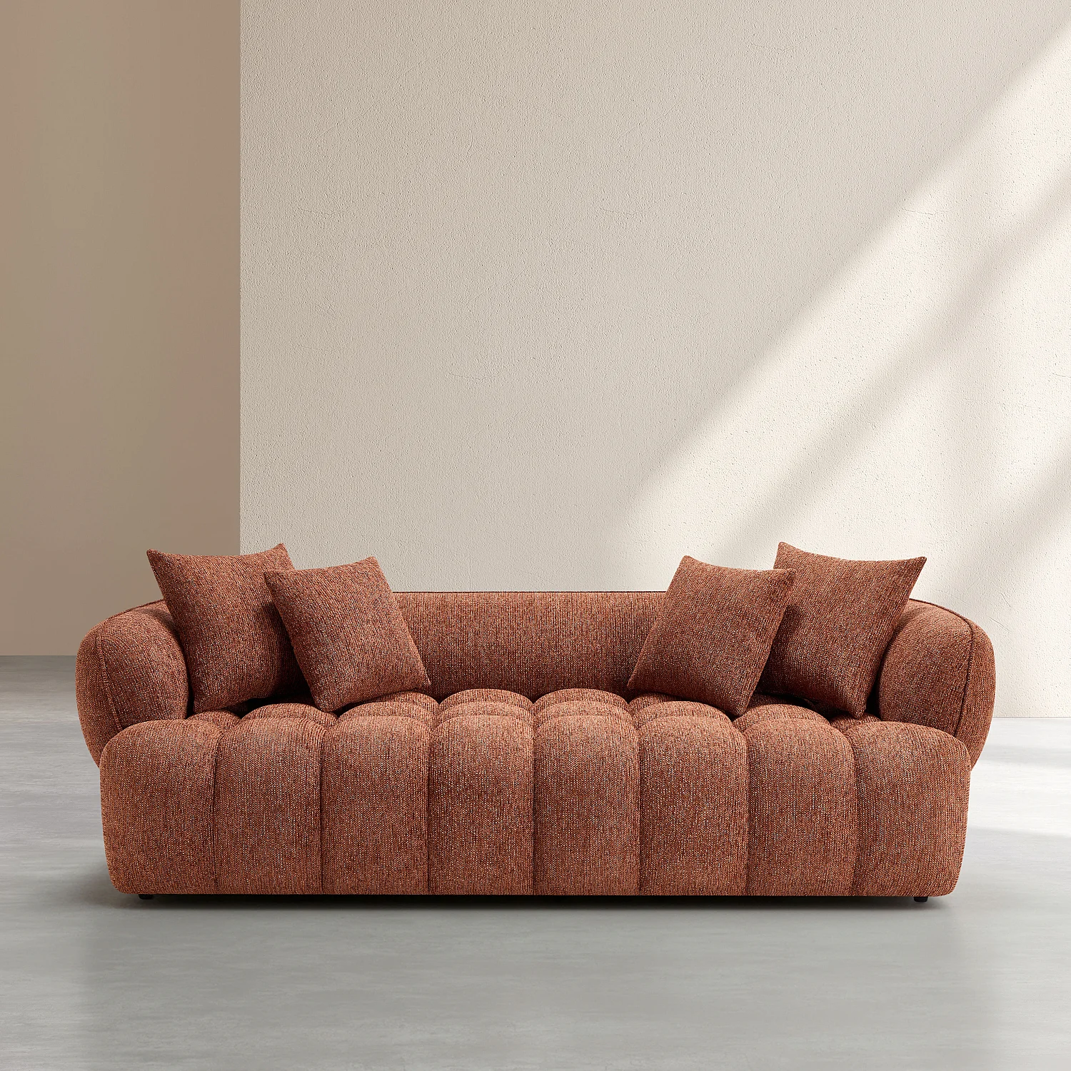 Canapé 3 places en tissu chenille - Terracotta - 2