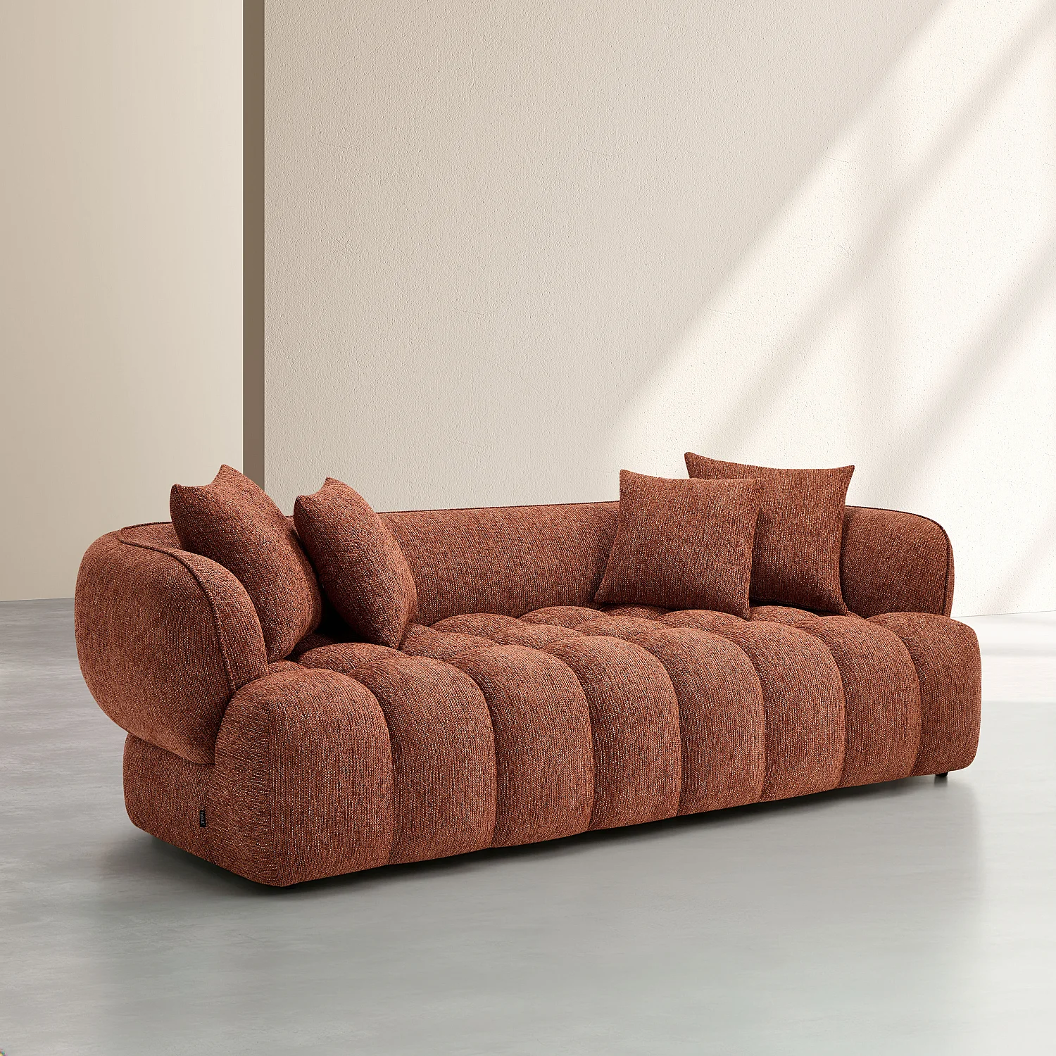 Canapé 3 places en tissu chenille - Terracotta - 4