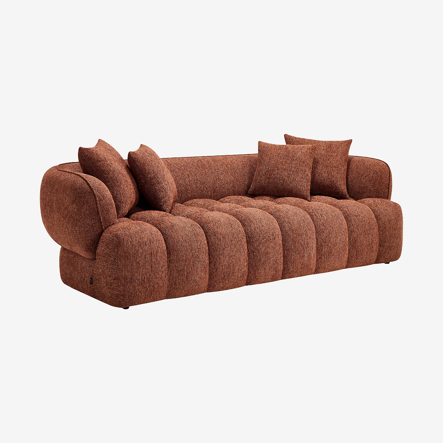 Canapé 3 places en tissu chenille - Terracotta - 3
