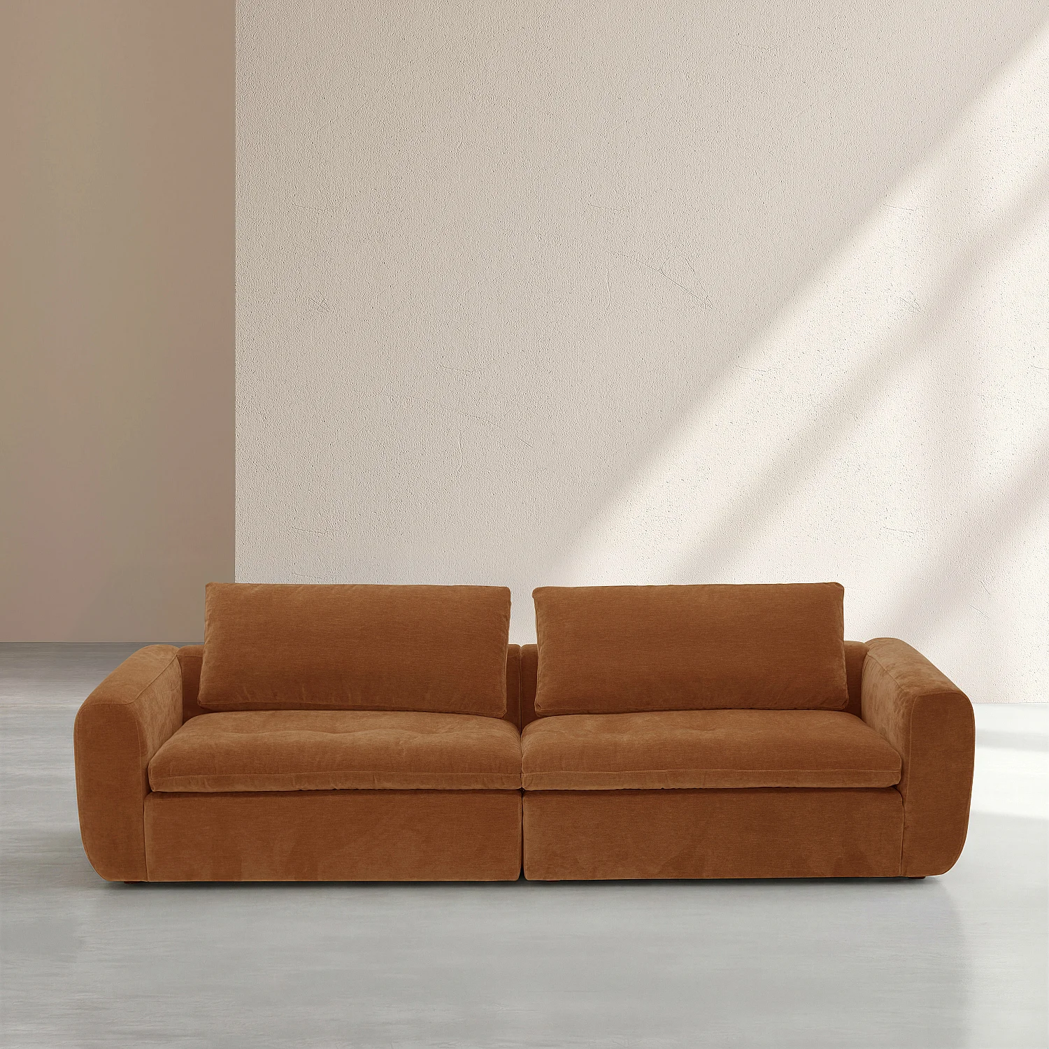 Modulär 4-sits soffa i tyg - Hasselnötsbrun - 3