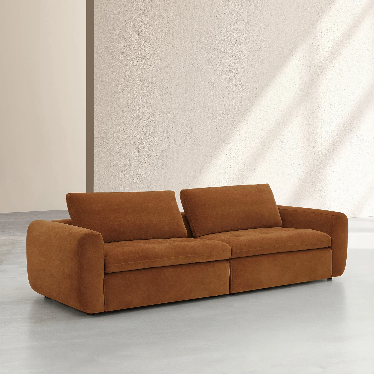 Modulär 4-sits soffa i tyg - Hasselnötsbrun - 2