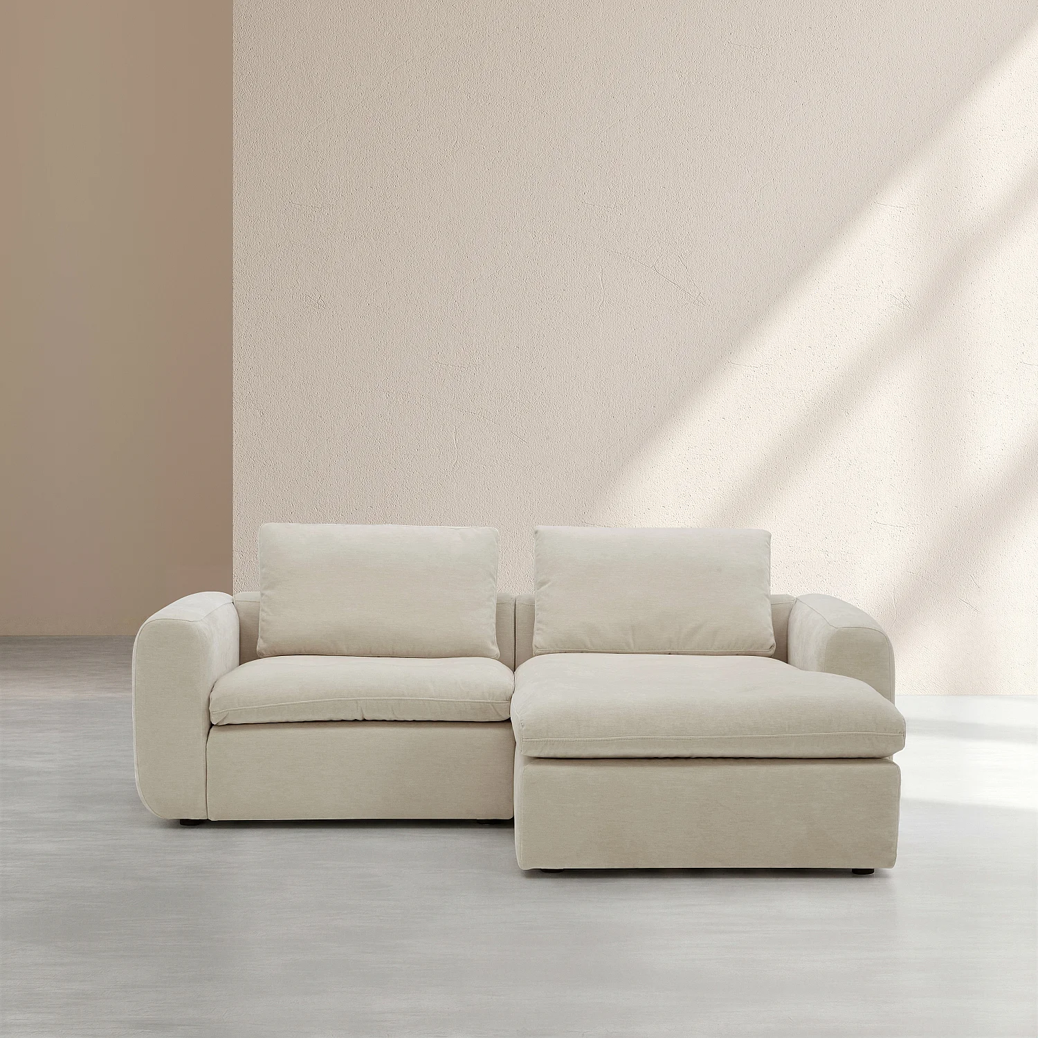 Modulär hörnsoffa i tyg, höger - Beige maräng - 2