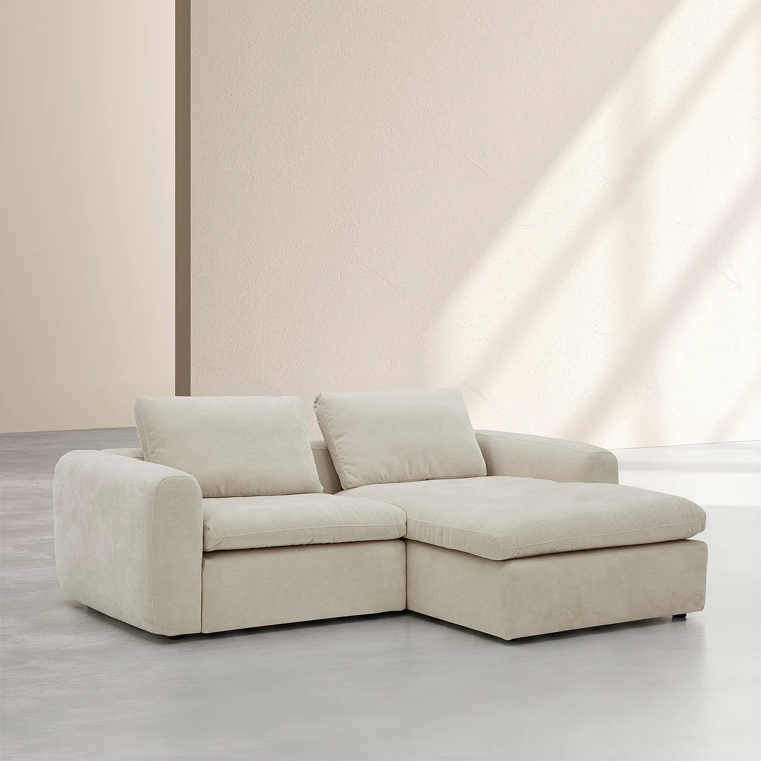 Modulär hörnsoffa i tyg, höger - Beige maräng - 3