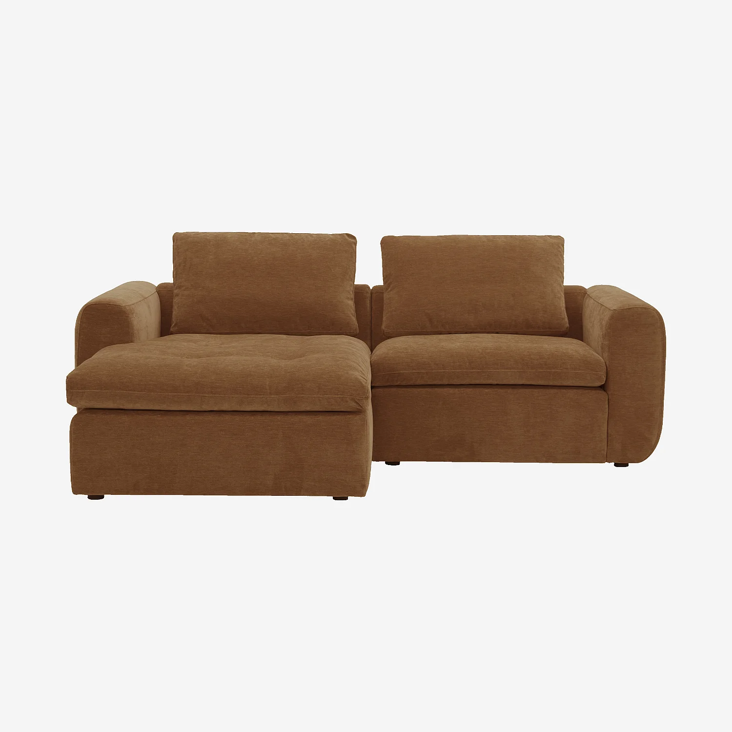Canapé d'angle gauche modulable en tissu - Marron noisette - 1