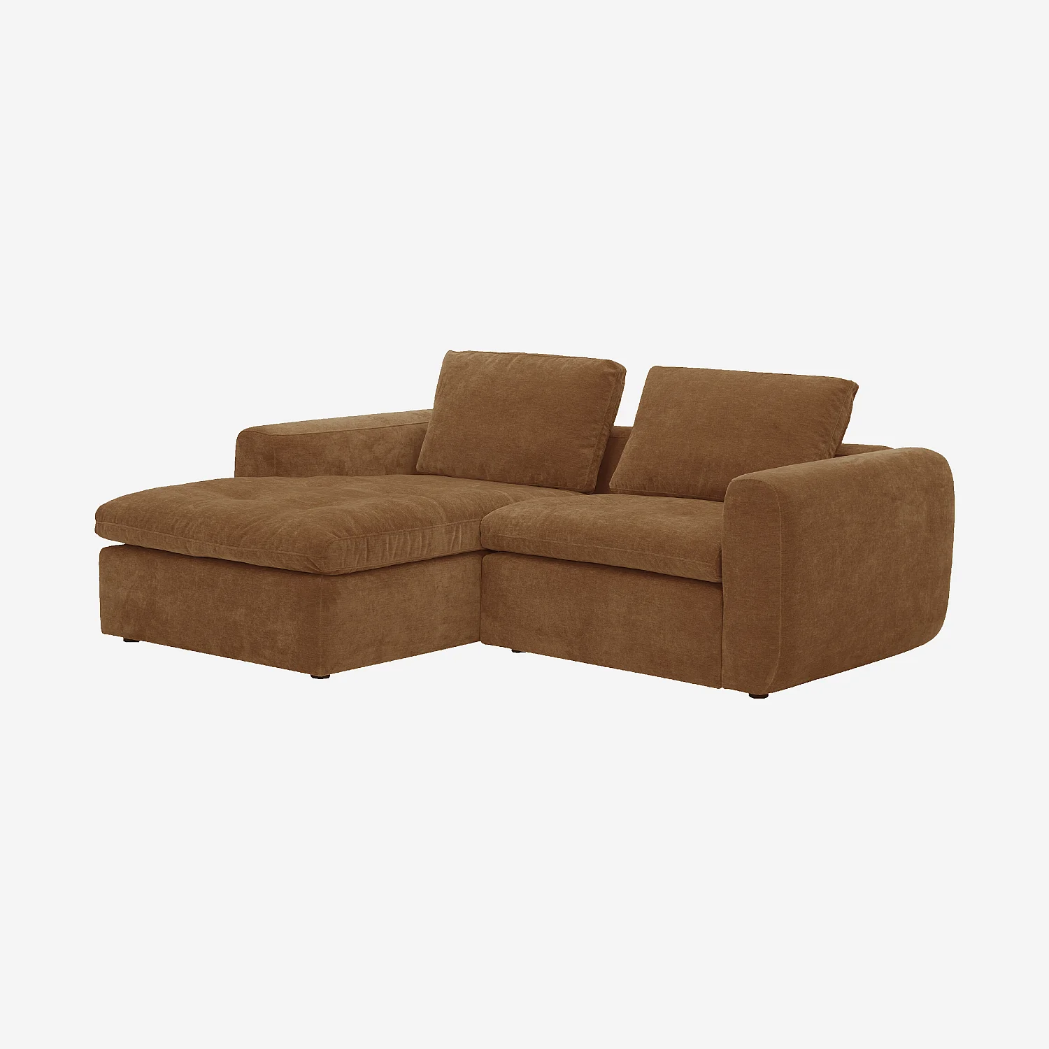 Canapé d'angle gauche modulable en tissu - Marron noisette - 2