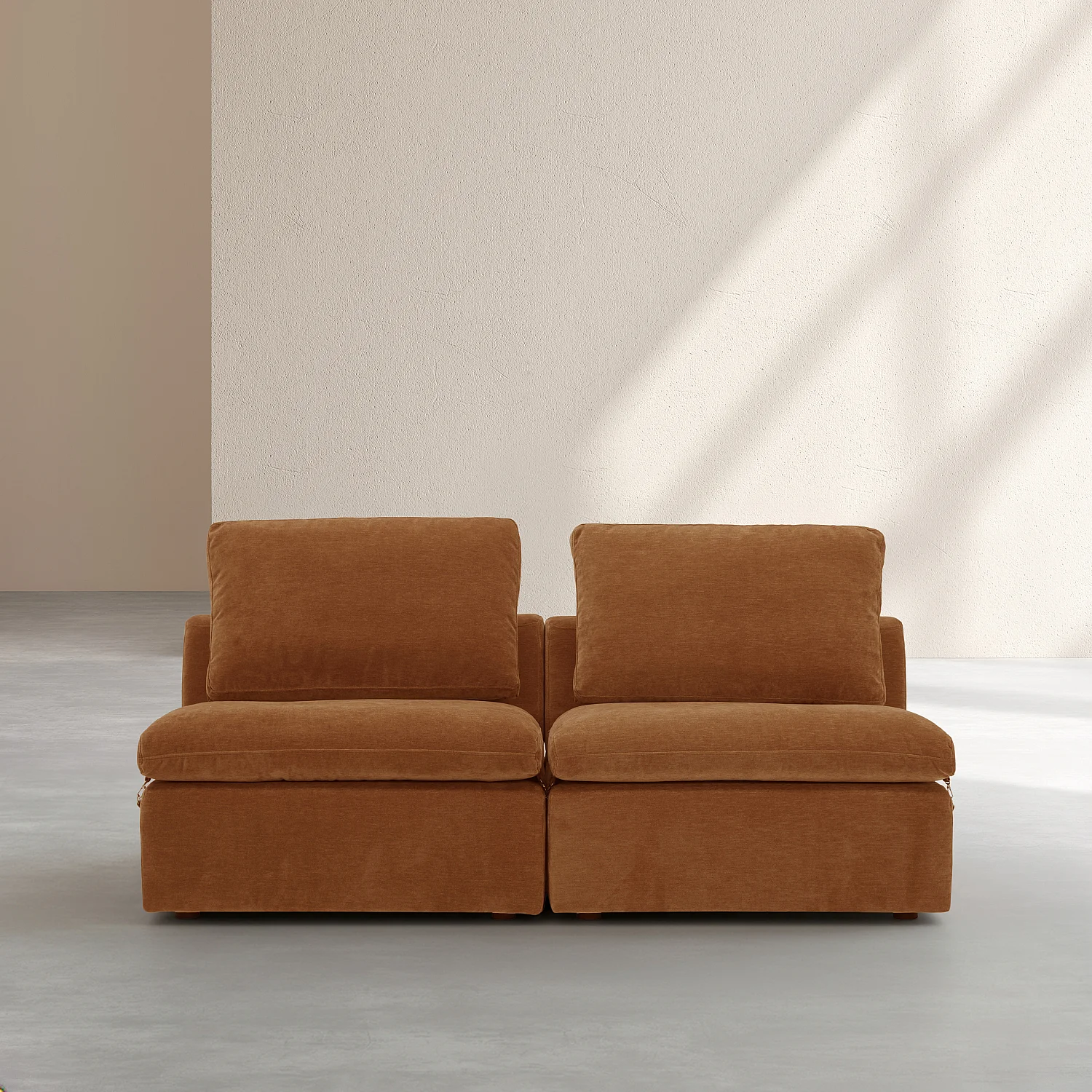Modulär 2-sits soffa i tyg - Hasselnötsbrun - 2