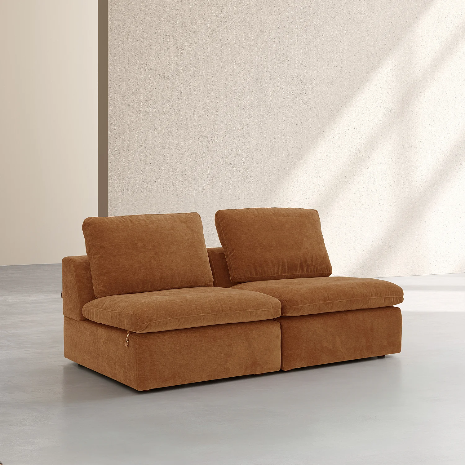 Modulär 2-sits soffa i tyg - Hasselnötsbrun - 4