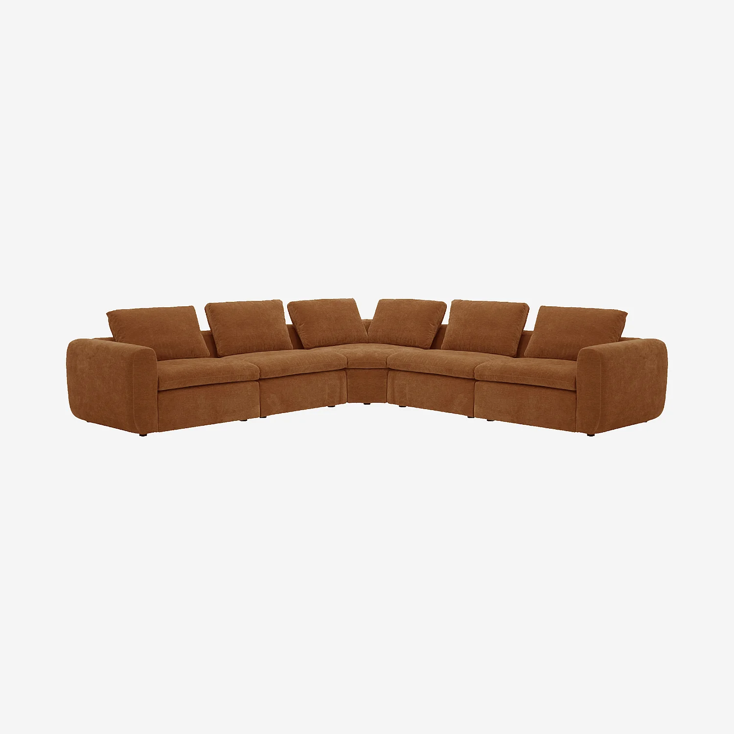 Canapé d'angle symétrique modulable en tissu - Marron noisette - 2