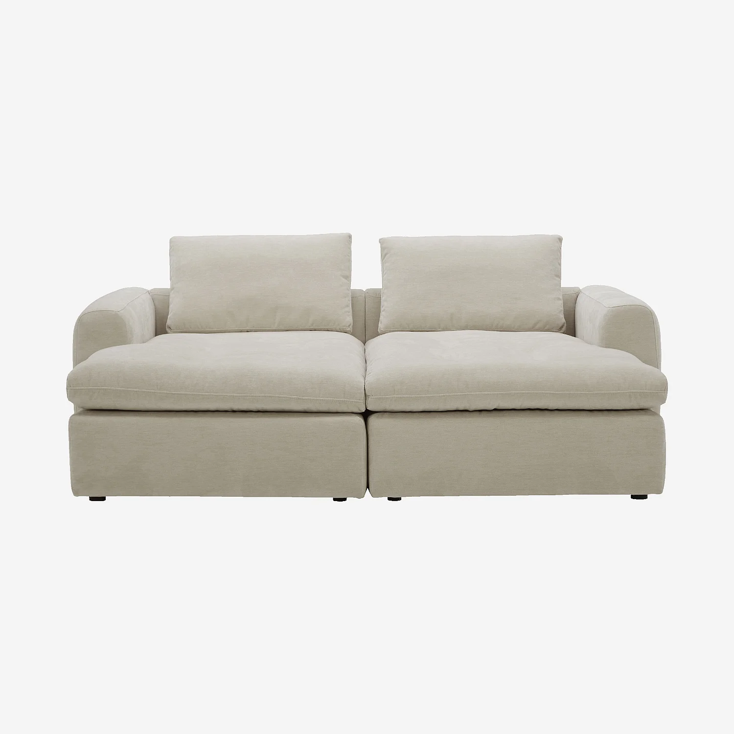 Canapé 2 places modulable avec assise profonde en tissu - Beige meringue - 1